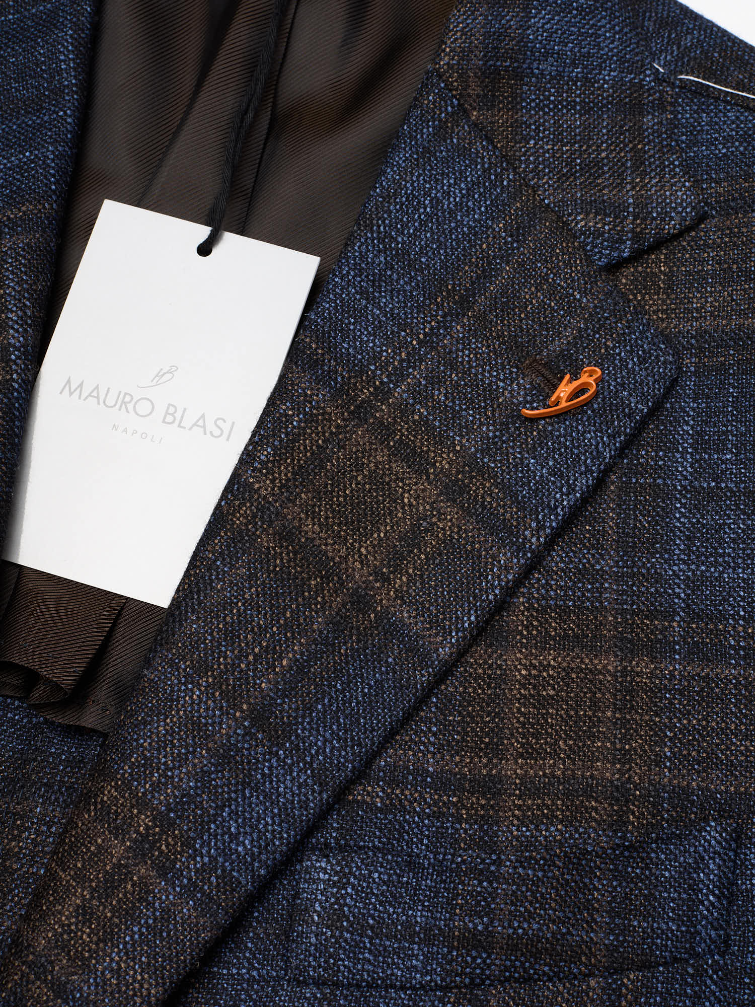 MAURO BLASI Napoli Handmade Brown Plaid Wool-Silk-Cashmere Jacket