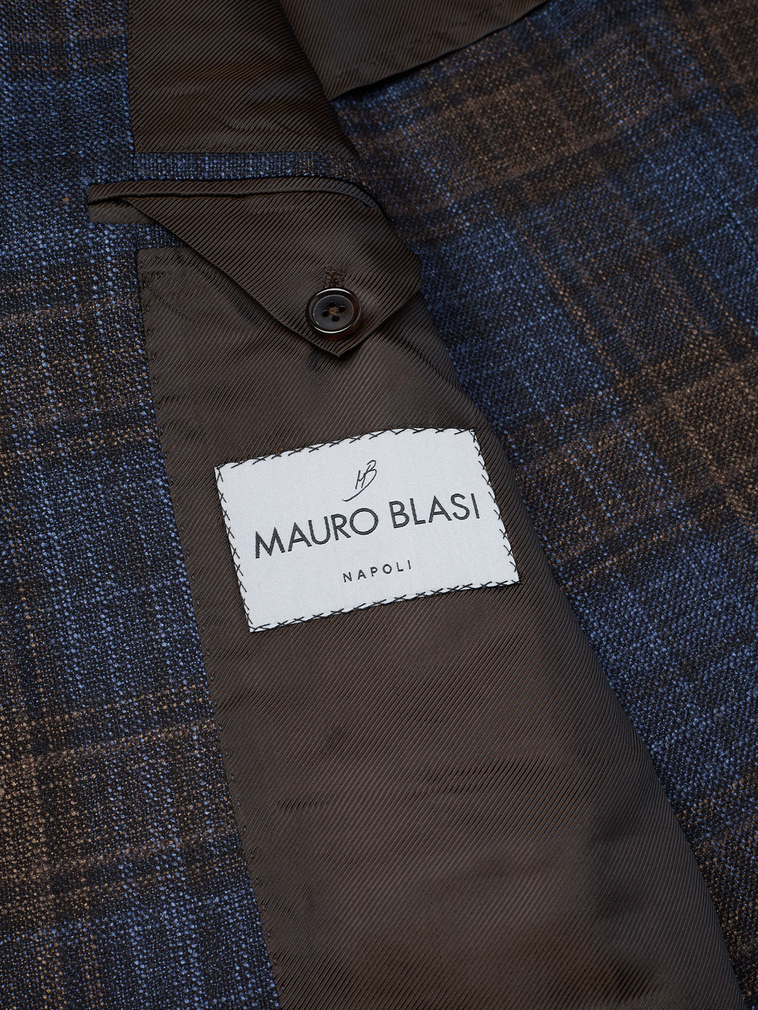 MAURO BLASI Napoli Handmade Brown Plaid Wool-Silk-Cashmere Jacket