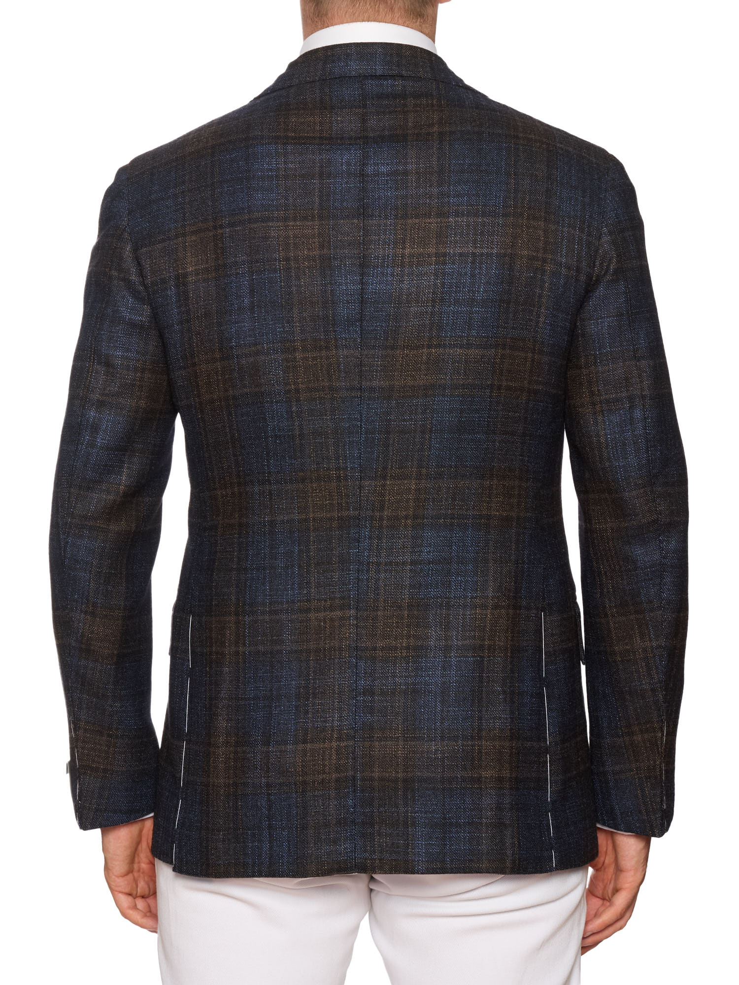 MAURO BLASI Napoli Handmade Brown Plaid Wool-Silk-Cashmere Jacket