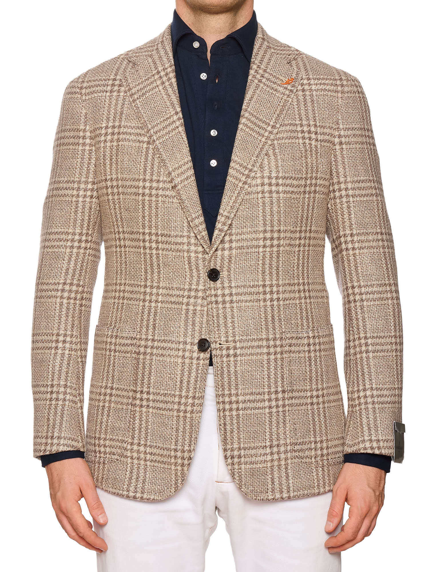 MAURO BLASI Napoli Handmade Brown Plaid Wool-Silk-Cotton Jacket
