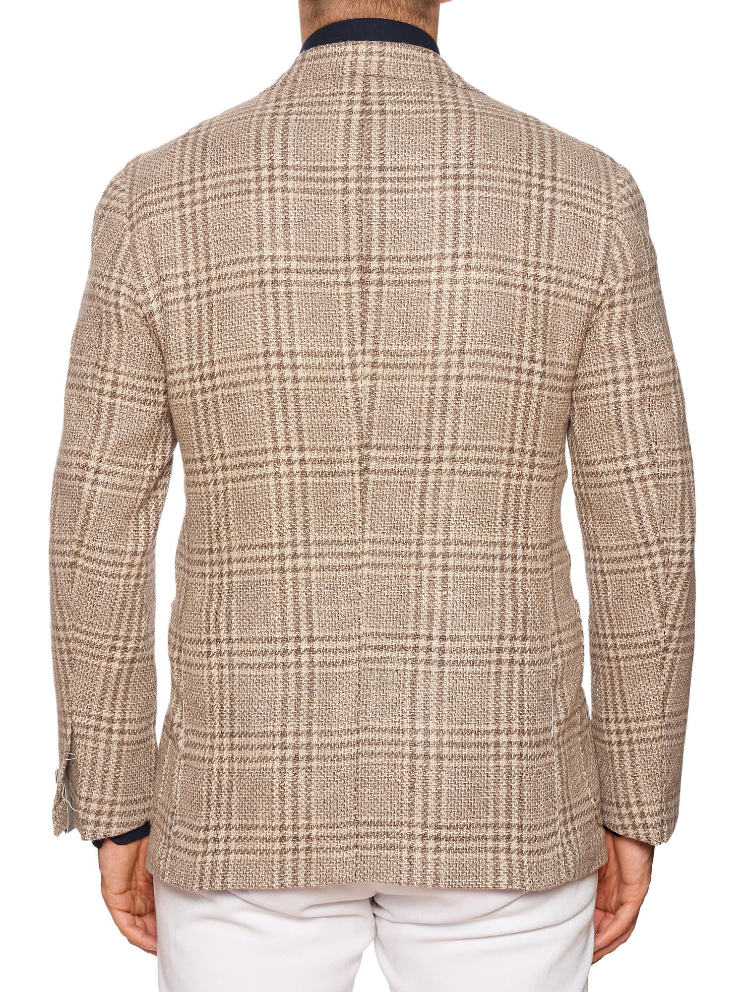 MAURO BLASI Napoli Handmade Brown Plaid Wool-Silk-Cotton Jacket