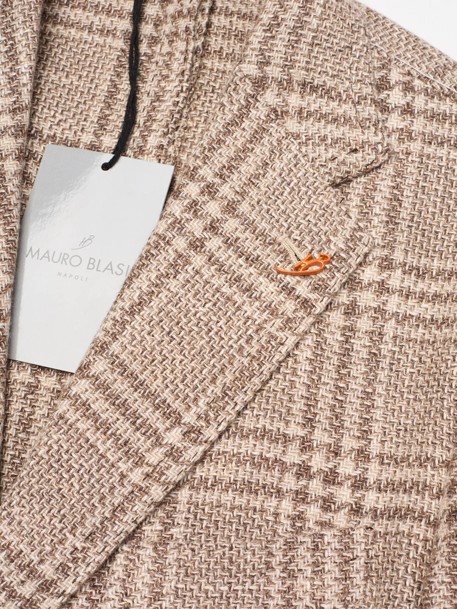 MAURO BLASI Napoli Handmade Brown Plaid Wool-Silk-Cotton Jacket