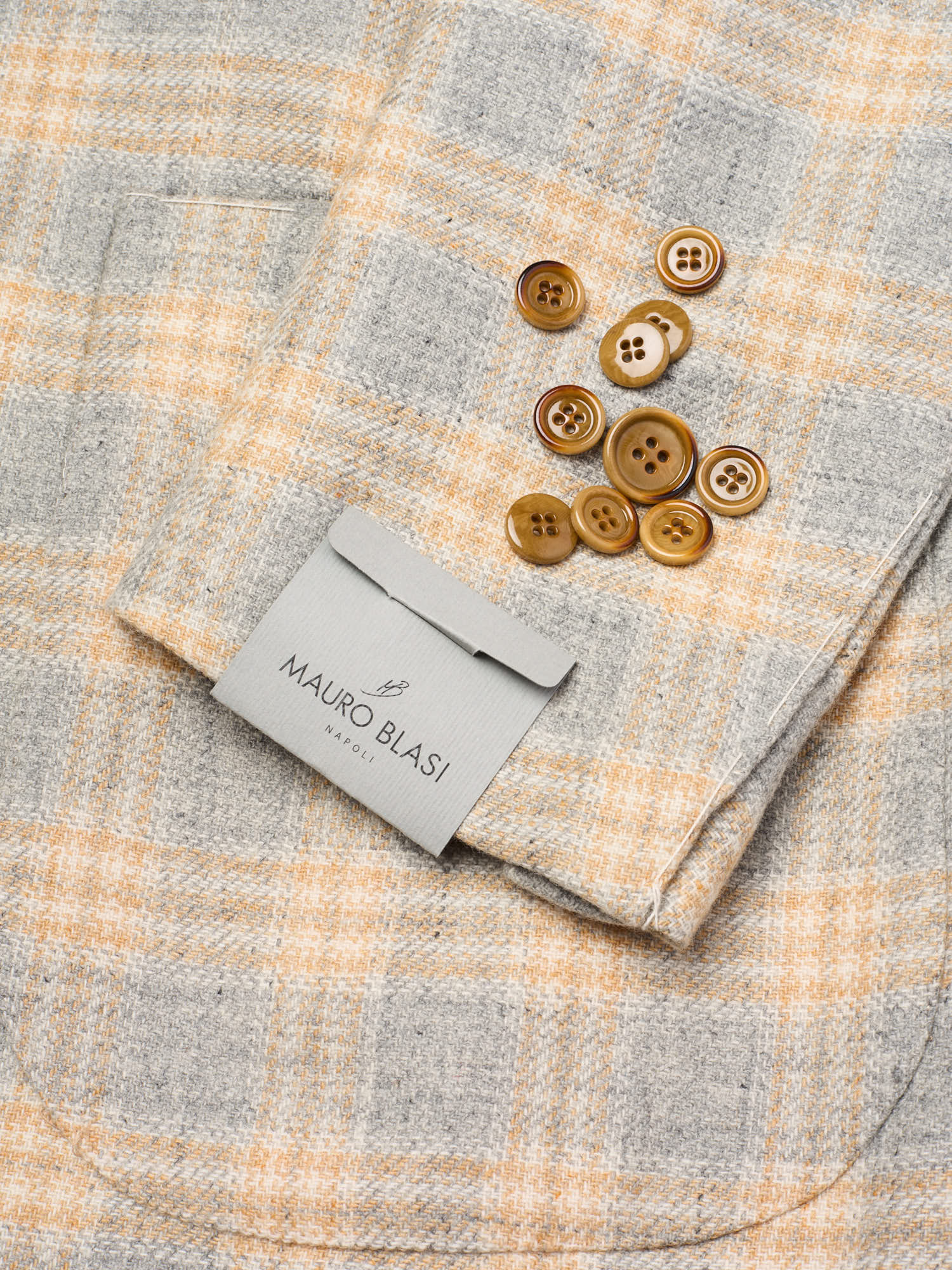 MAURO BLASI Napoli Handmade Gray Plaid Wool-Cashmere Jacket