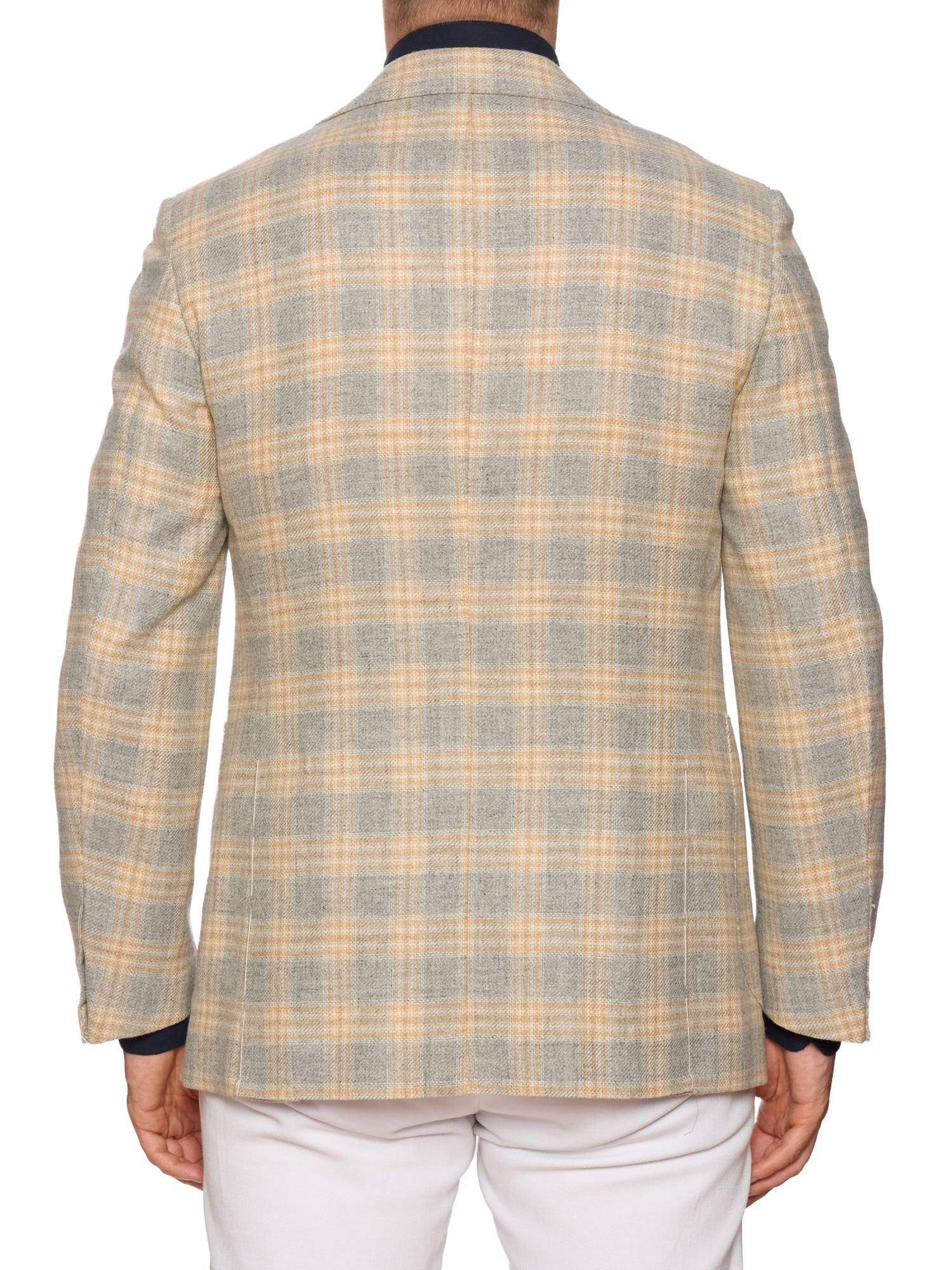 MAURO BLASI Napoli Handmade Gray Plaid Wool-Cashmere Jacket