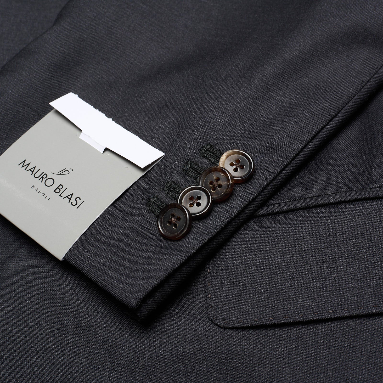 MAURO BLASI Napoli Handmade Charcoal Gray Wool Suit EU 54 NEW US 44