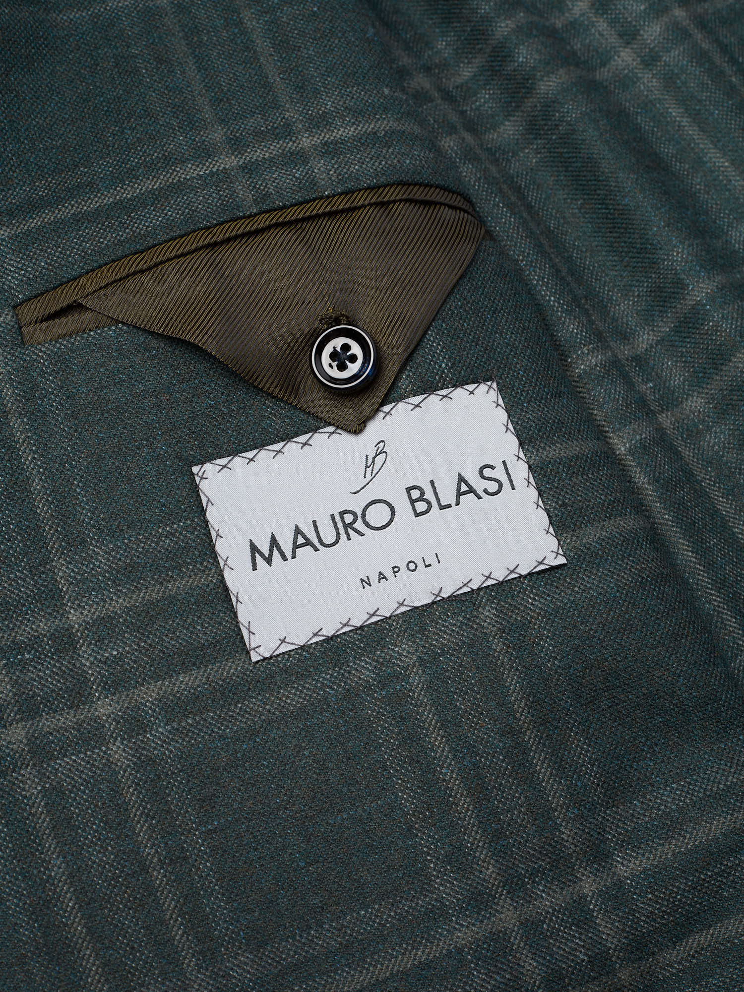 MAURO BLASI Napoli Handmade Green Plaid Wool-Cashmere-Silk-Linen Jacket