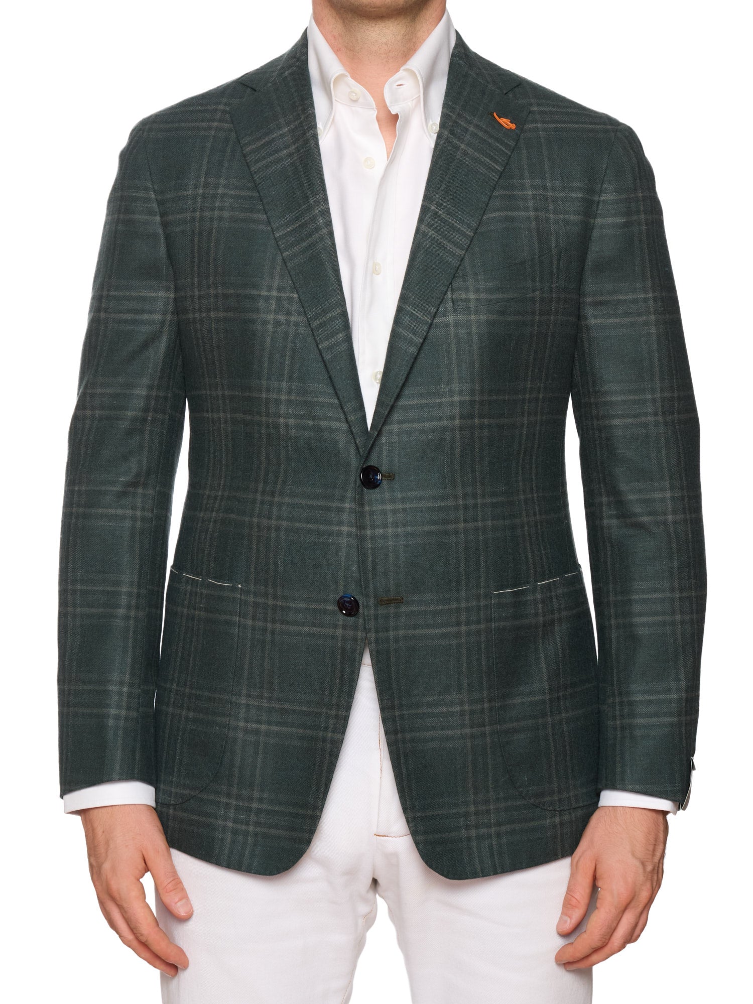 MAURO BLASI Napoli Handmade Green Plaid Wool-Cashmere-Silk-Linen Jacket