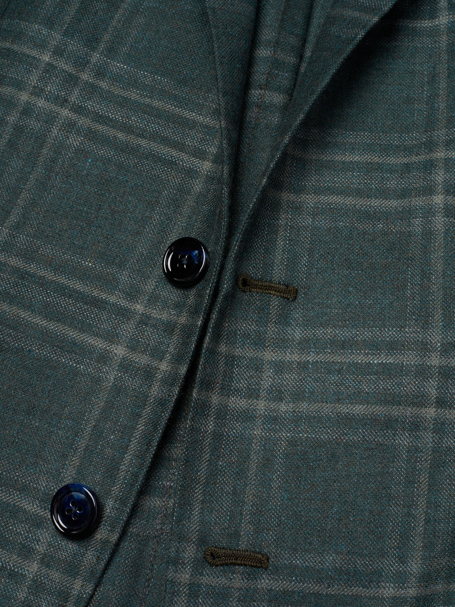 MAURO BLASI Napoli Handmade Green Plaid Wool-Cashmere-Silk-Linen Jacket