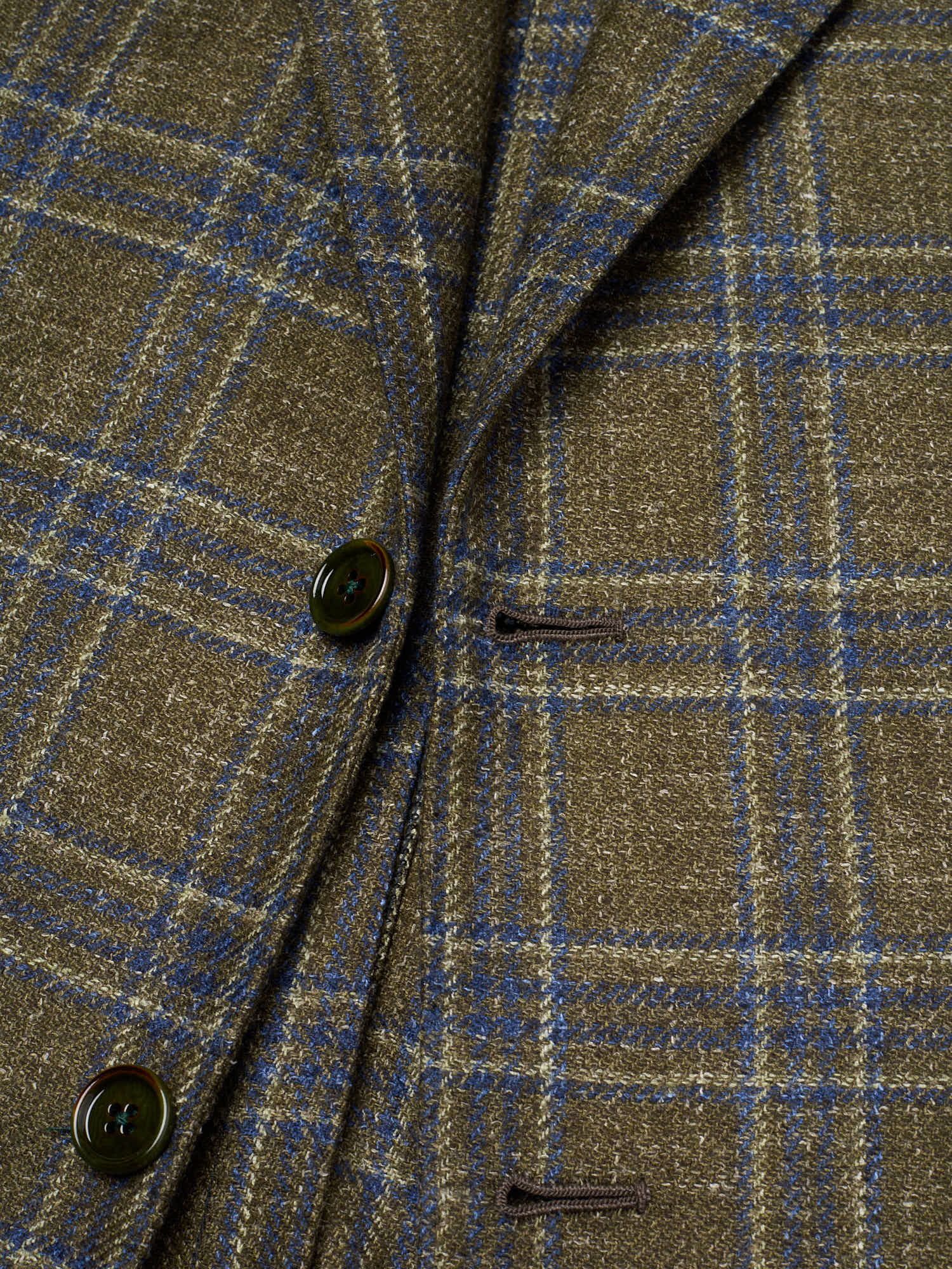MAURO BLASI Napoli Handmade Green Plaid Wool-Silk-Linen Jacket