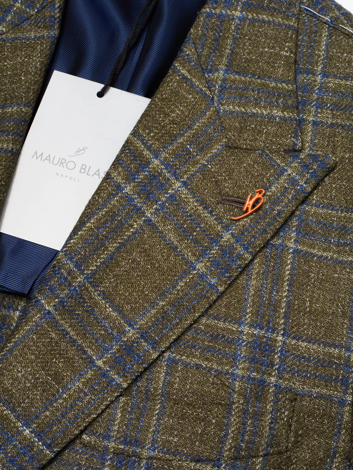 MAURO BLASI Napoli Handmade Green Plaid Wool-Silk-Linen Jacket