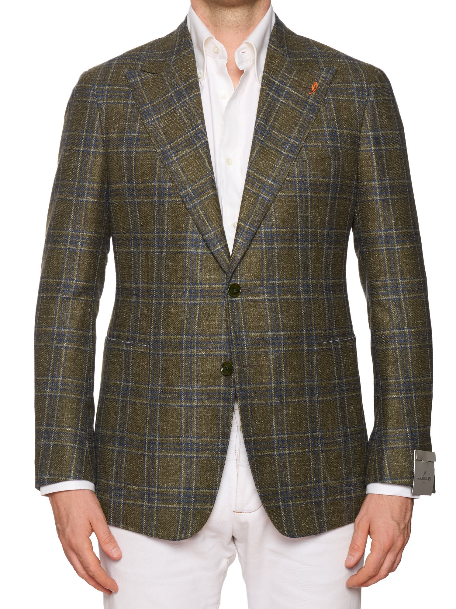 MAURO BLASI Napoli Handmade Green Plaid Wool-Silk-Linen Jacket