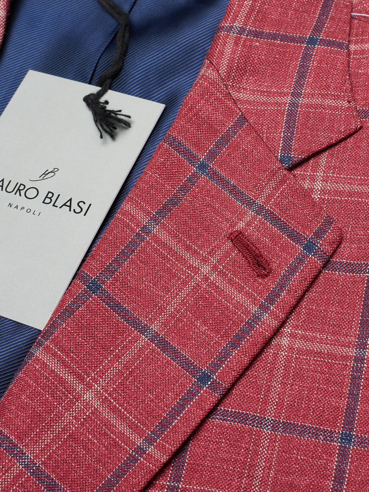 MAURO BLASI Napoli Handmade Plaid Wool Blazer Jacket EU 50 NEW US 40
