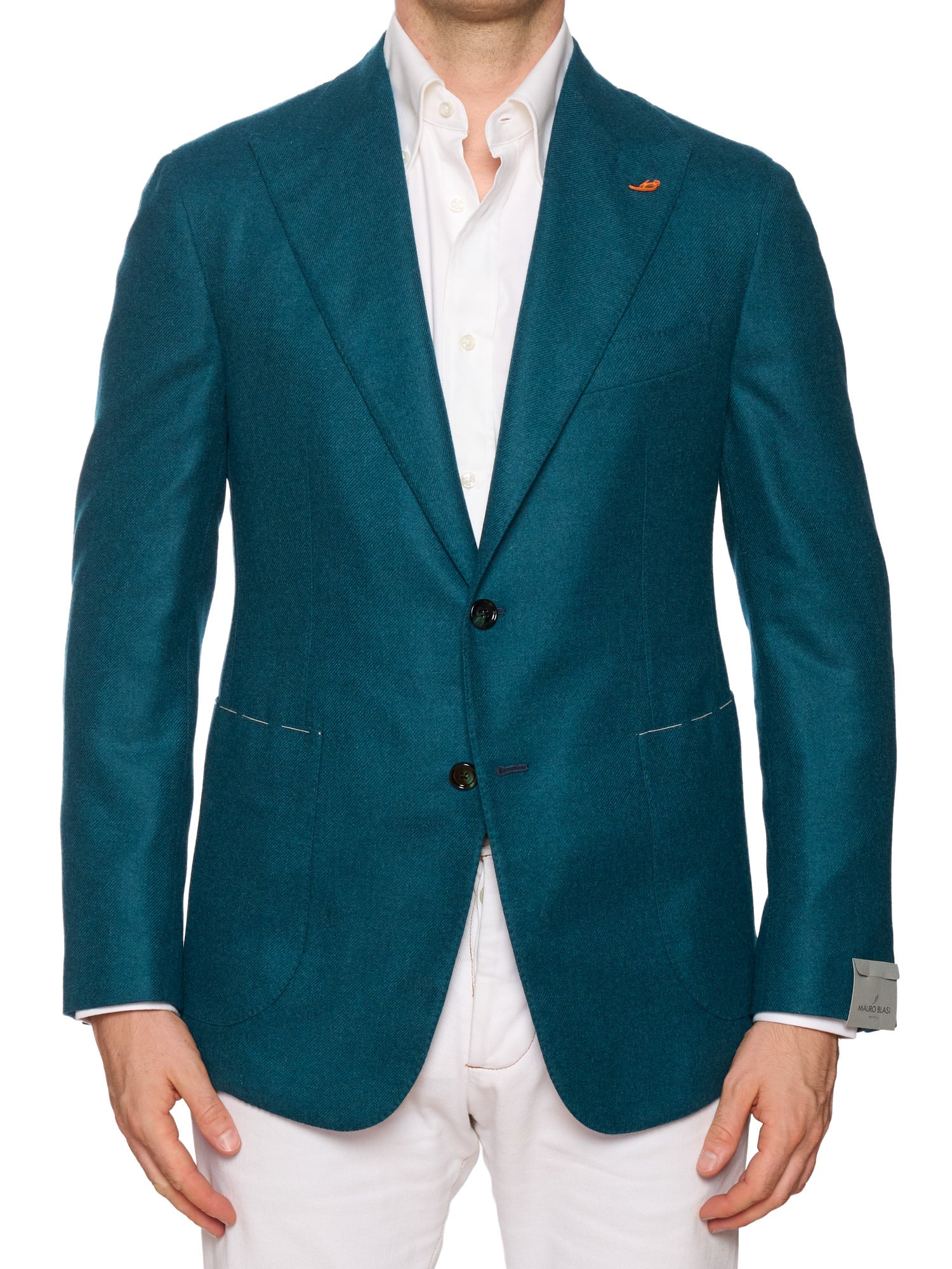 MAURO BLASI Napoli Handmade Turquoise Blue Wool-Cashmere Jacket