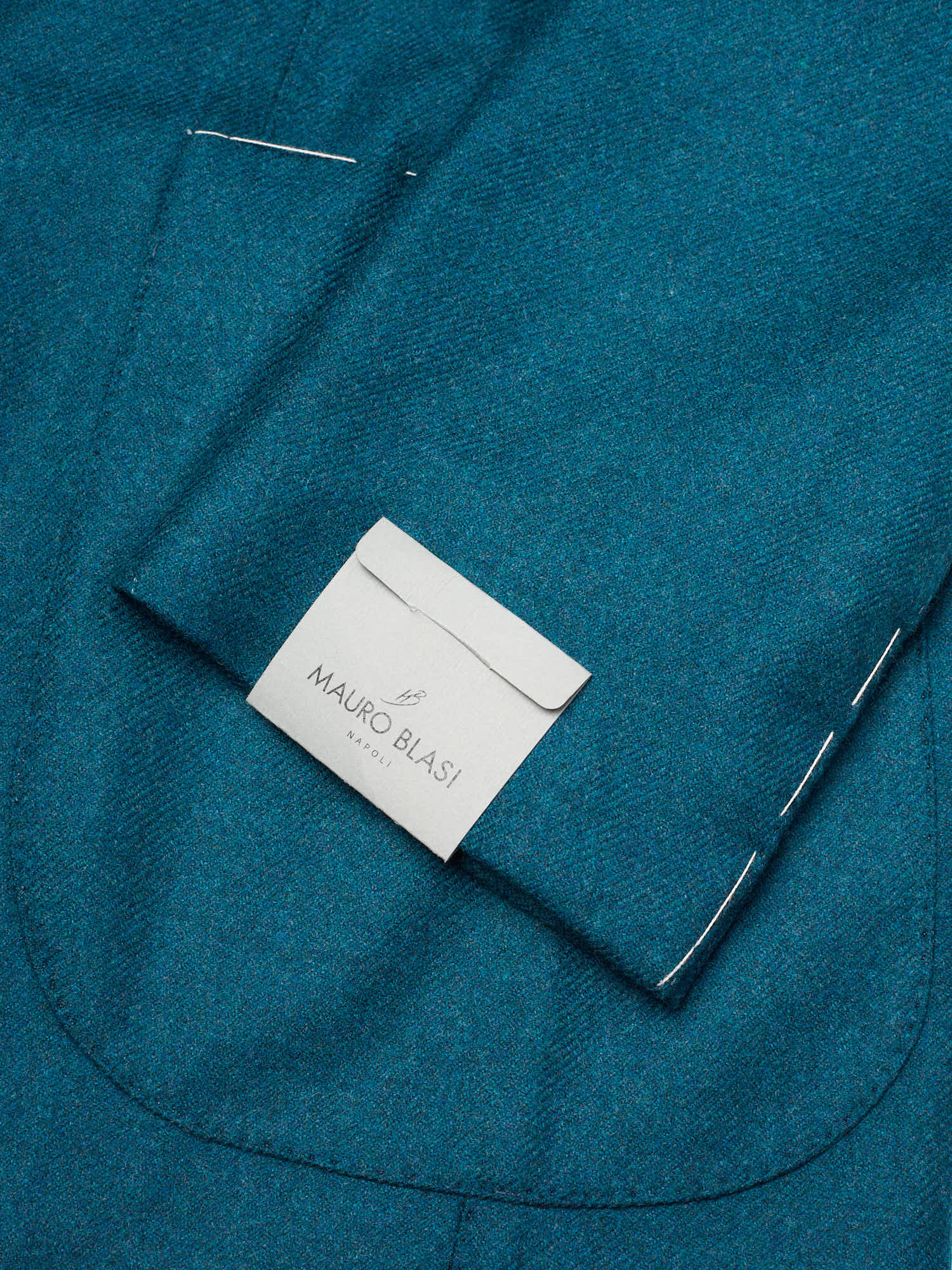 MAURO BLASI Napoli Handmade Turquoise Blue Wool-Cashmere Jacket