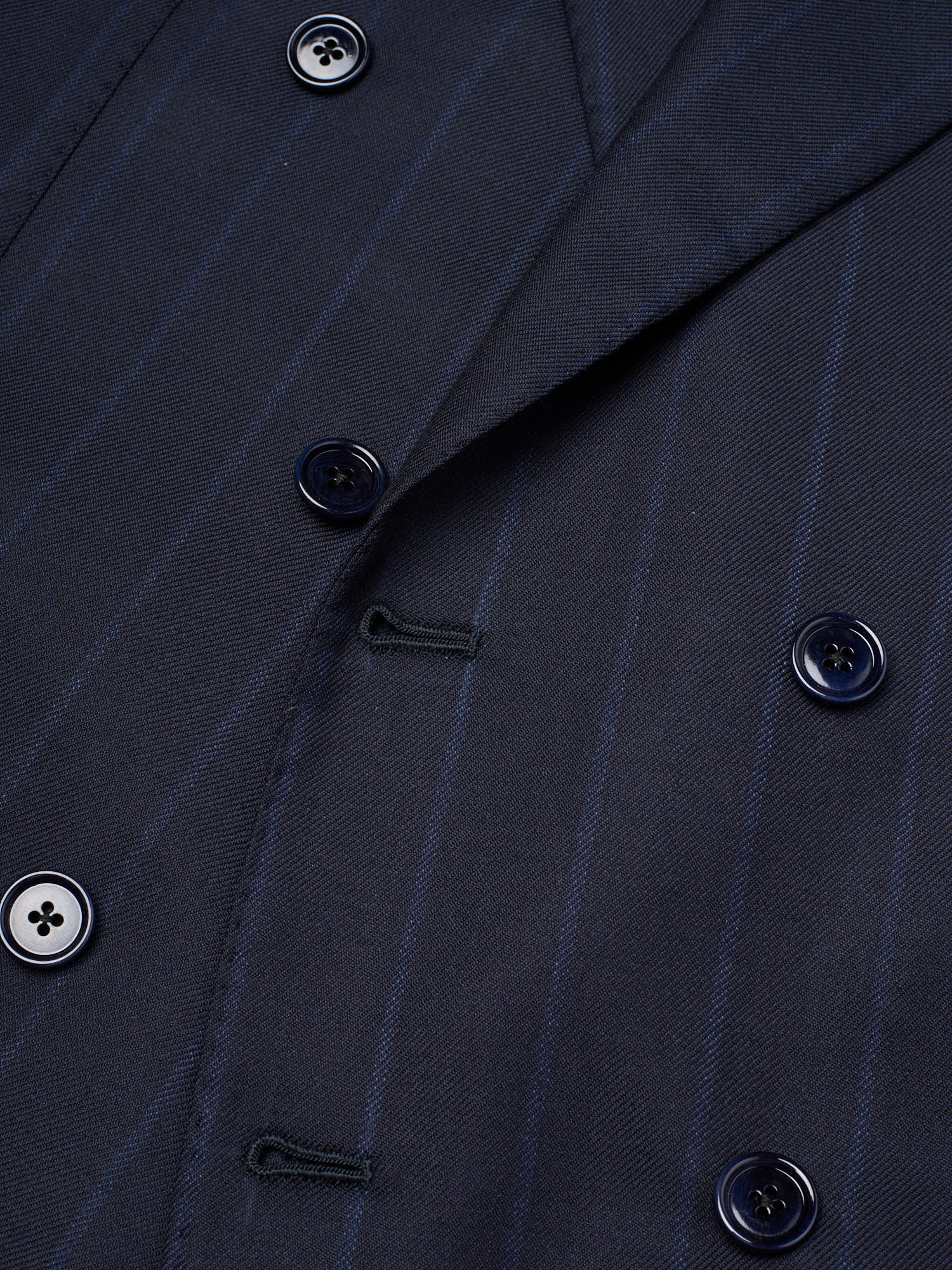 MAURO BLASI Napoli Handmade Navy Blue Striped Wool Suit