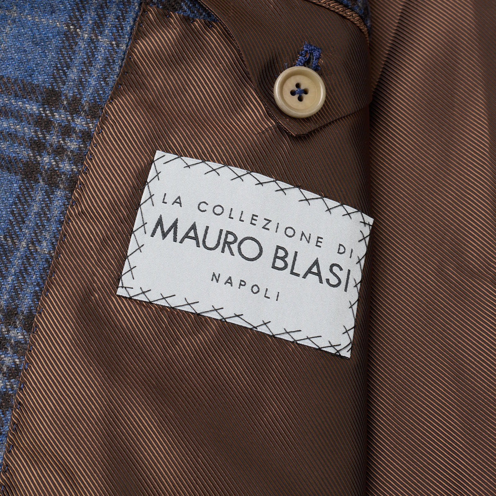 MAURO BLASI for VANNUCCI Handmade Blue Plaid Virgin Wool Jacket EU 54 NEW US 44