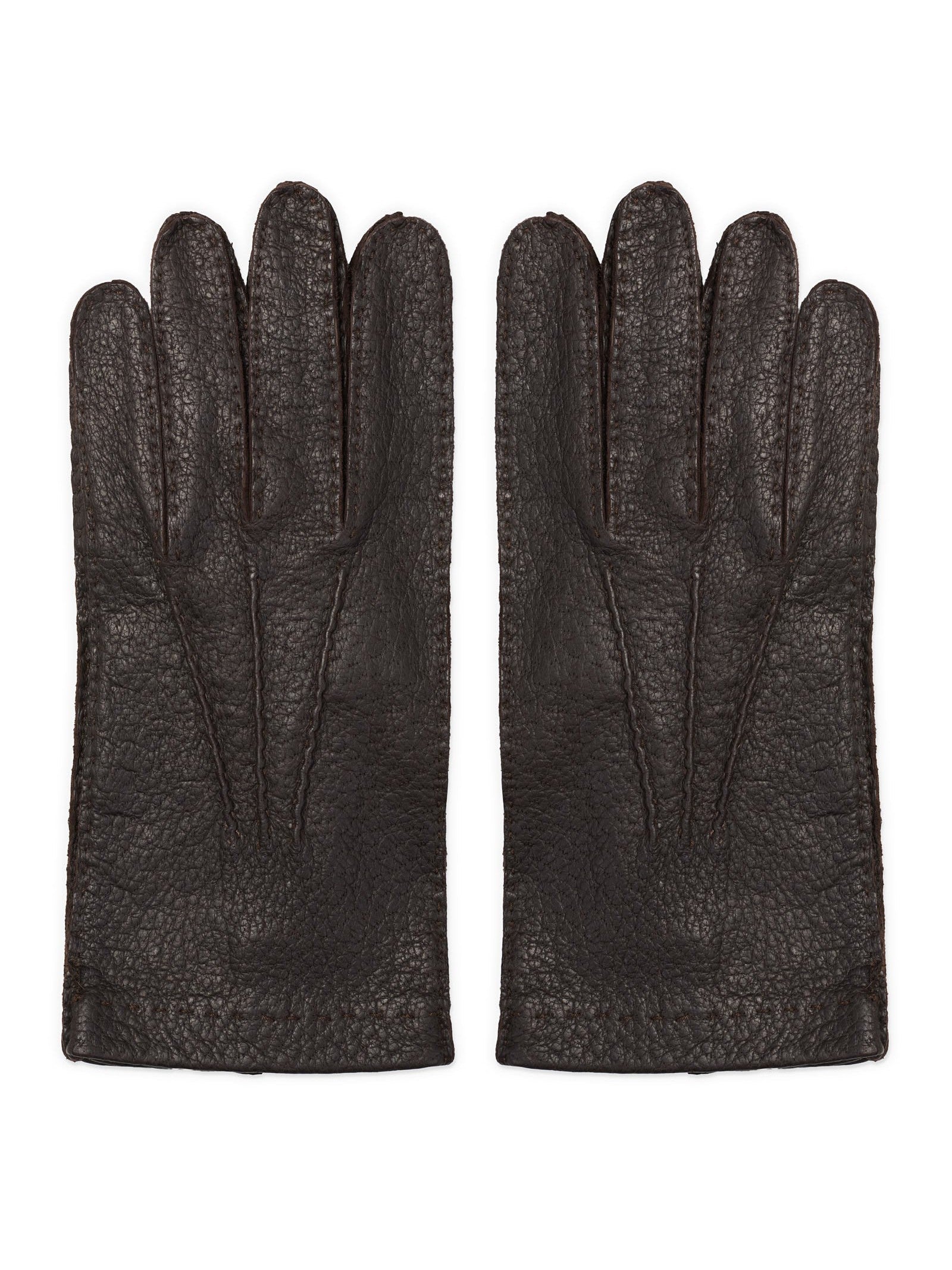 MEROLA Roma Dark Brown Hand Sewn Peccary Leather Gloves NEW Size 9.5