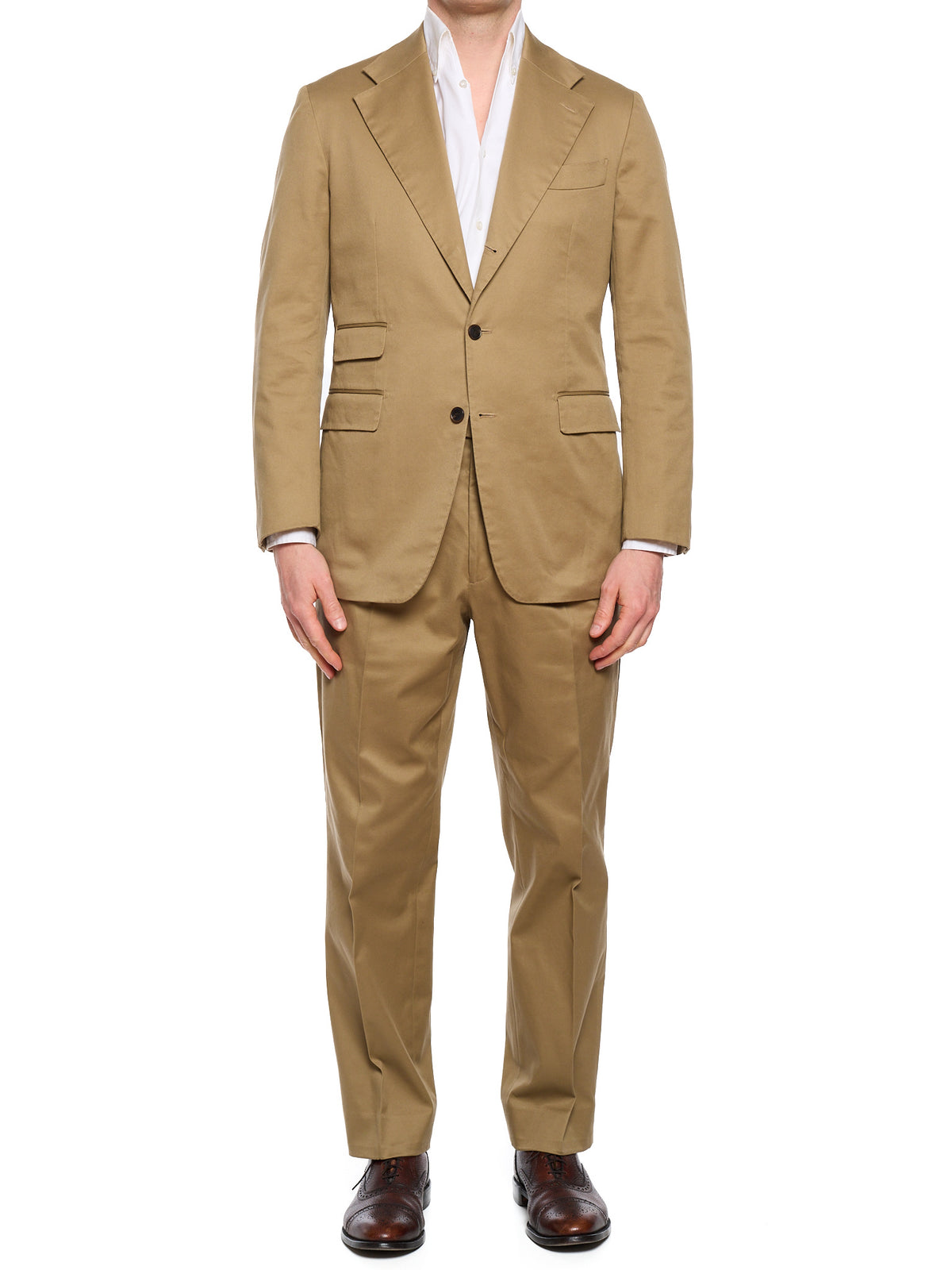 MILAN KELECENI Tan Cotton Twill Spring-Summer Handmade Suit