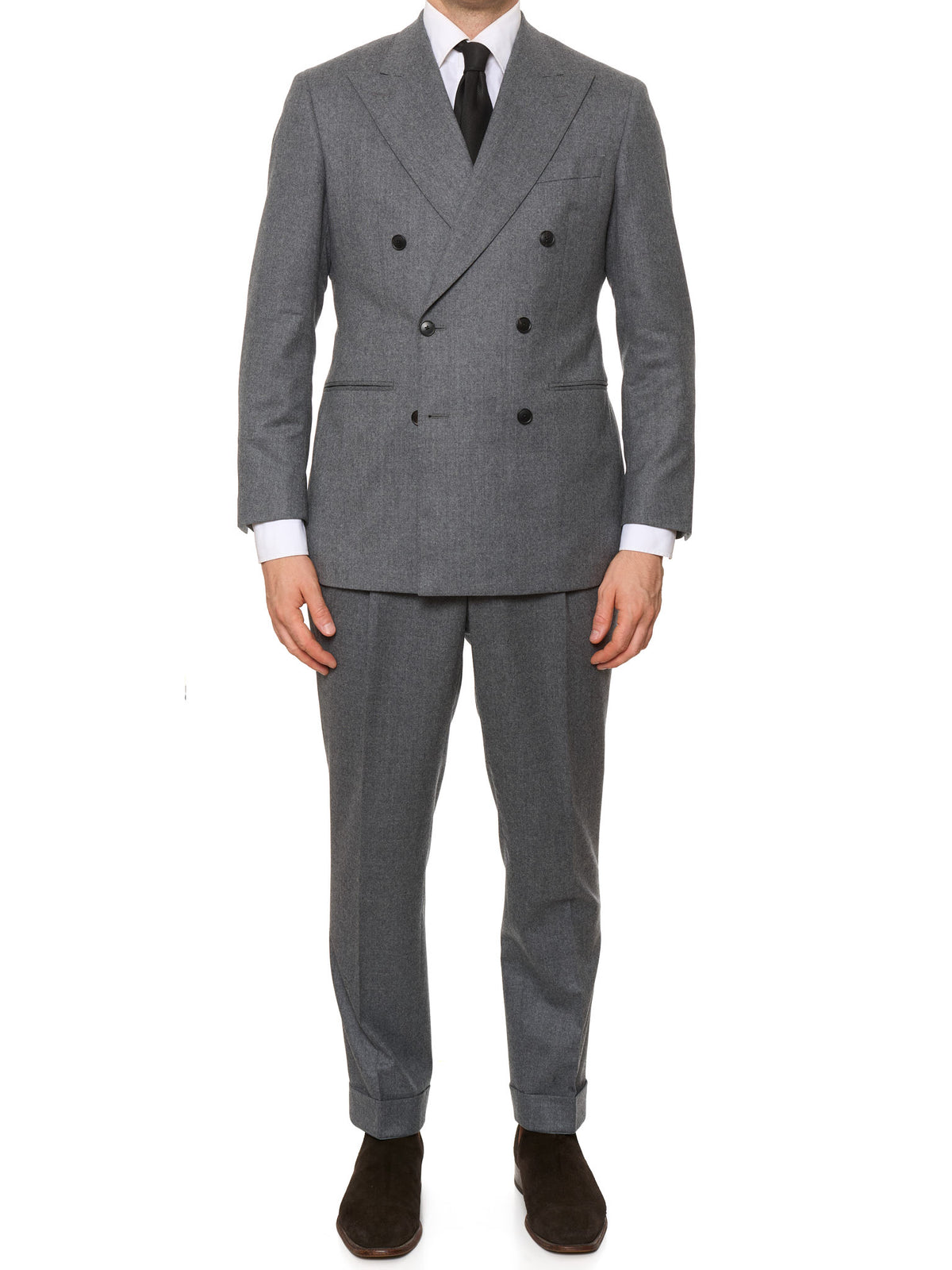MILAN KELECENI VBC Gray Double Breasted Wool Flannel Suit