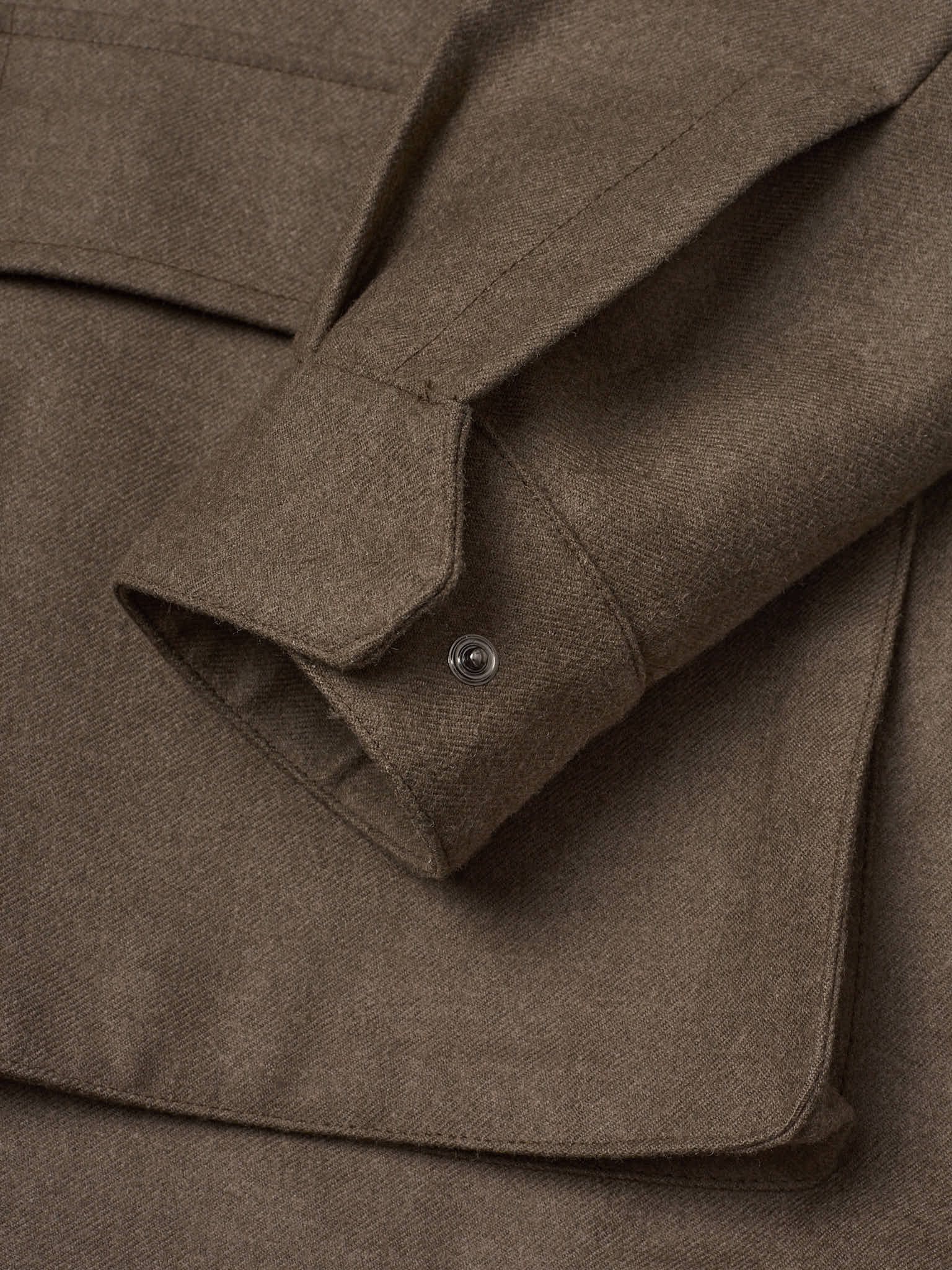 MILAN KELECENI Olive Pure Wool Flannel Utility Field Jacket