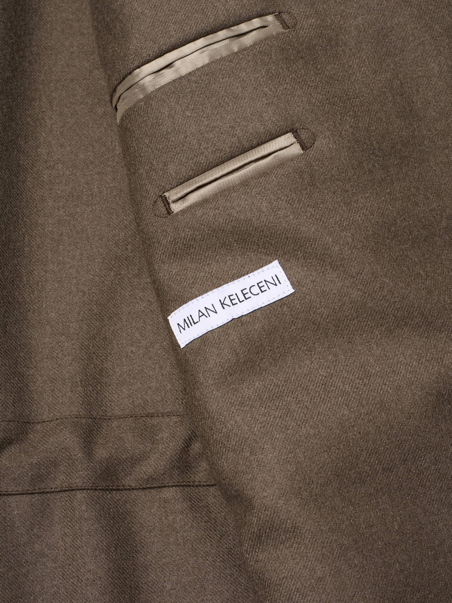 MILAN KELECENI Olive Pure Wool Flannel Utility Field Jacket