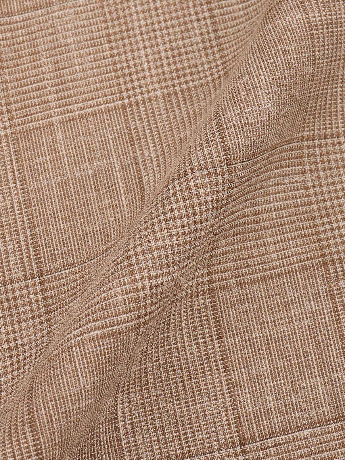 MILAN KELECENI Beige Prince of Wales Loro Piana Wool-Silk-Linen DB Suit