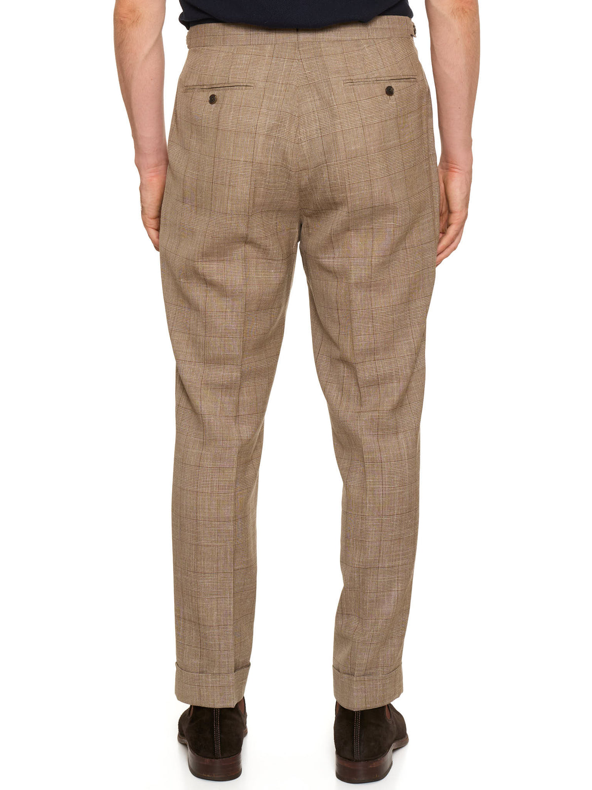 MILAN KELECENI Beige Prince of Wales Loro Piana Wool-Silk-Linen DB Suit