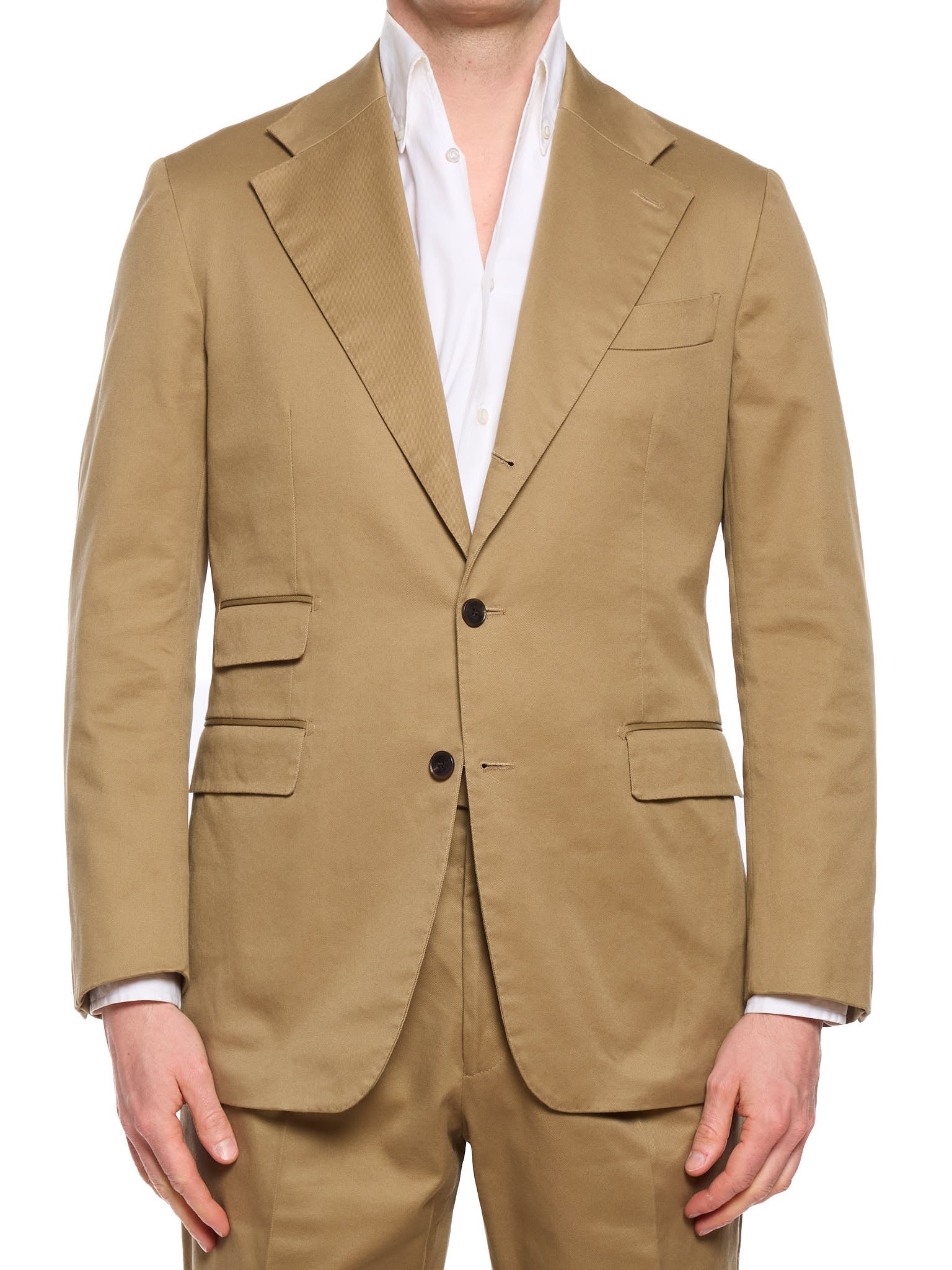 MILAN KELECENI Tan Cotton Twill Spring-Summer Handmade Suit