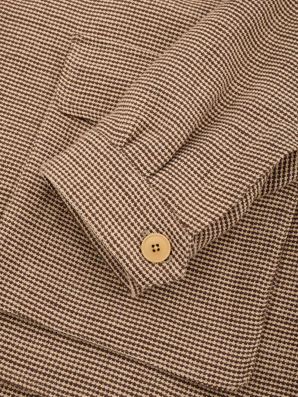 MILAN KELECENI Brown Houndstooth Wool-Silk-Linen Field Jacket