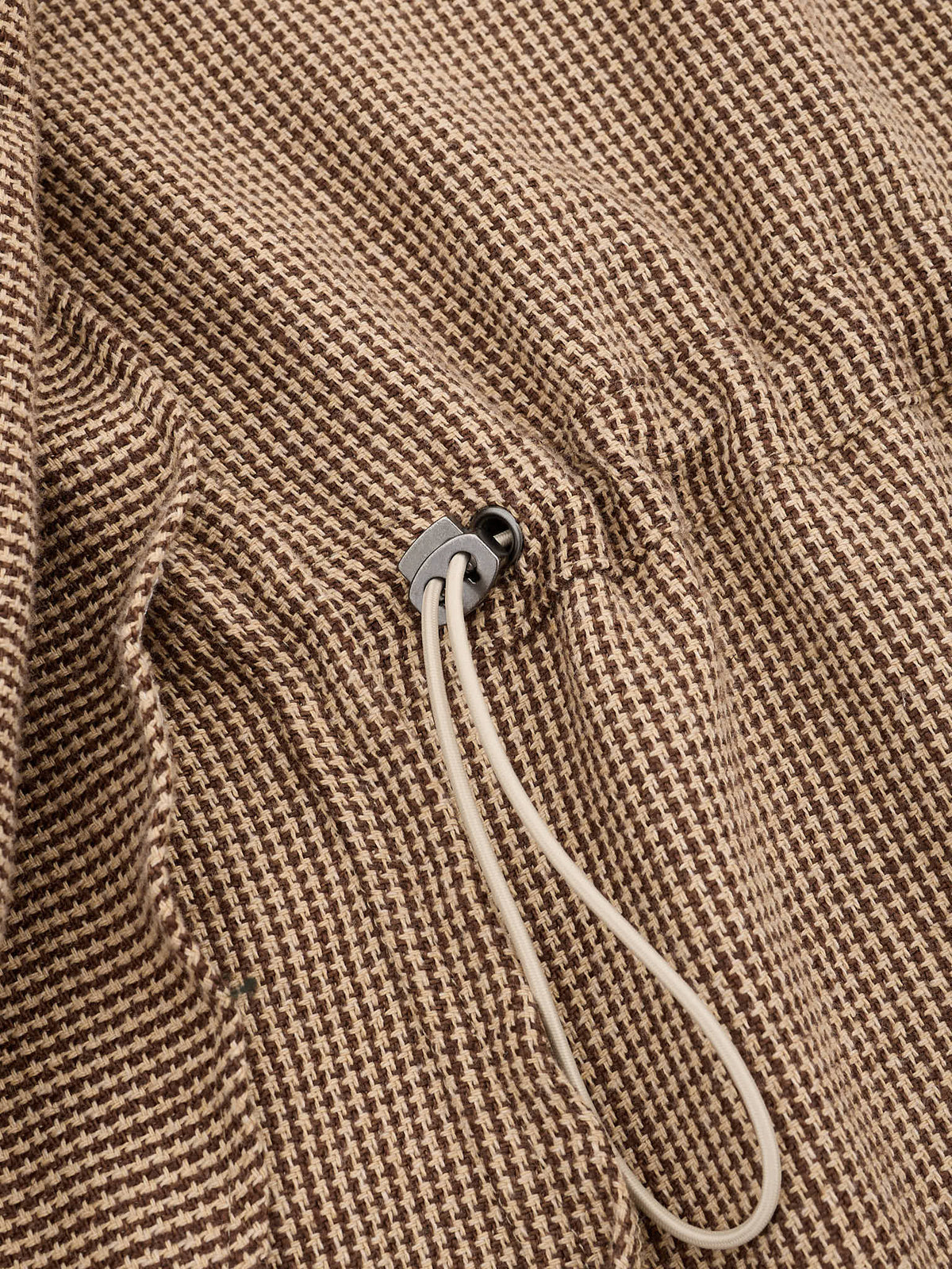 MILAN KELECENI Brown Houndstooth Wool-Silk-Linen Field Jacket