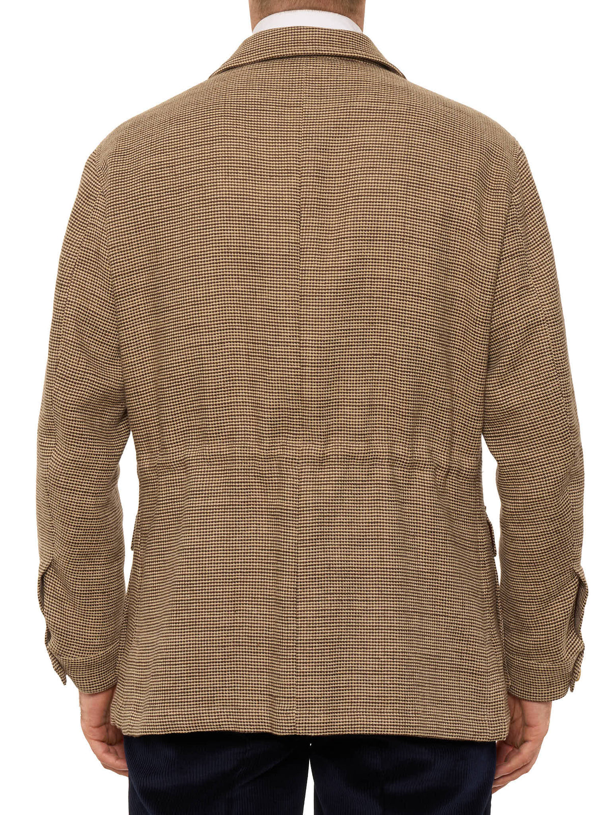 MILAN KELECENI Brown Houndstooth Wool-Silk-Linen Field Jacket