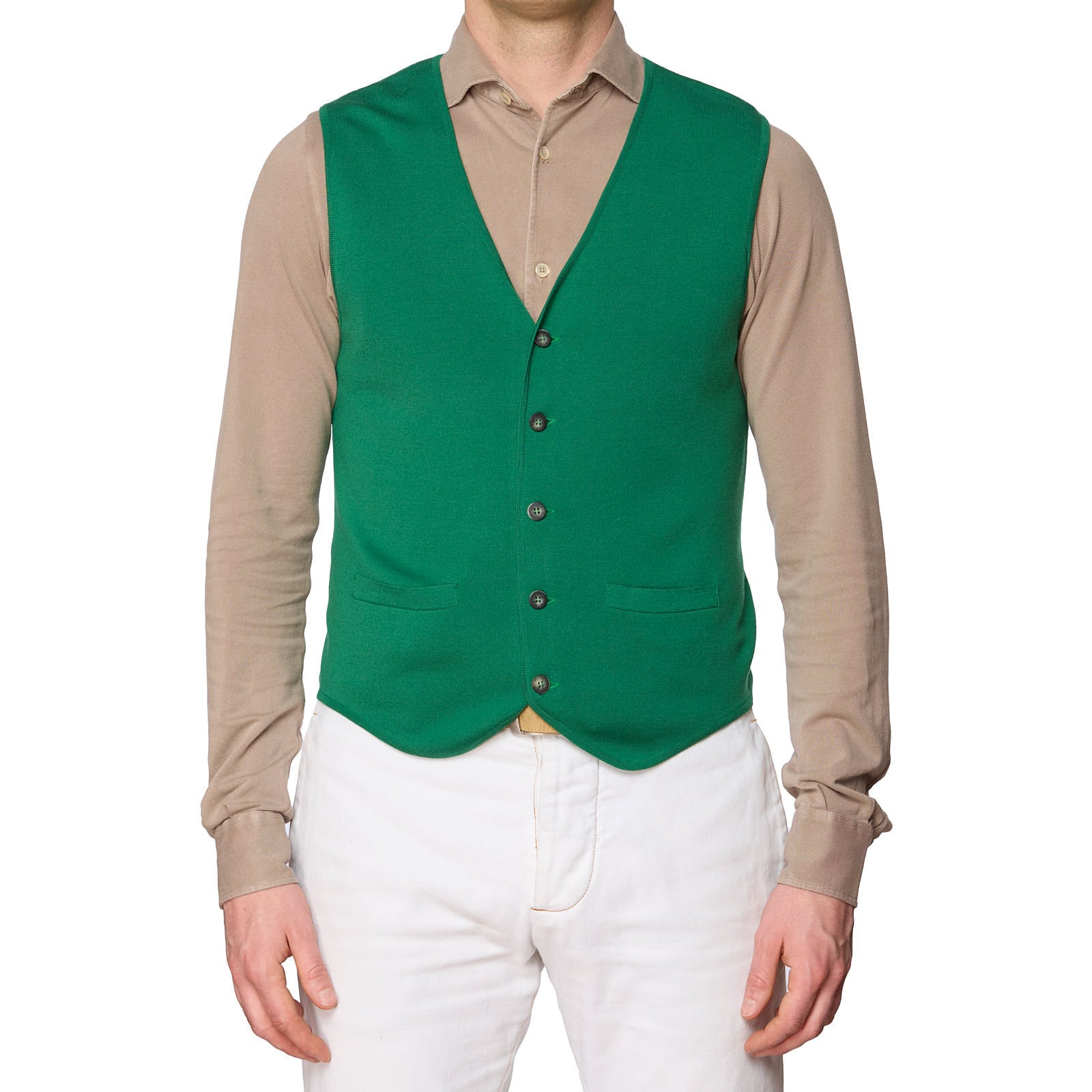 ONES Green Wool Knit 5 Button Vest Waistcoat EU 50 NEW US M