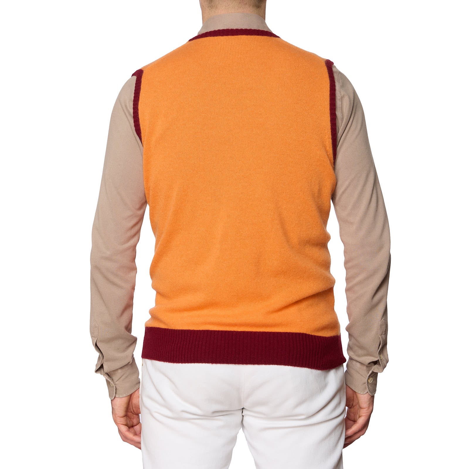 ONES Orange-Burgundy Loro Piana Cashmere Knit Sweater Vest EU 50 NEW US M