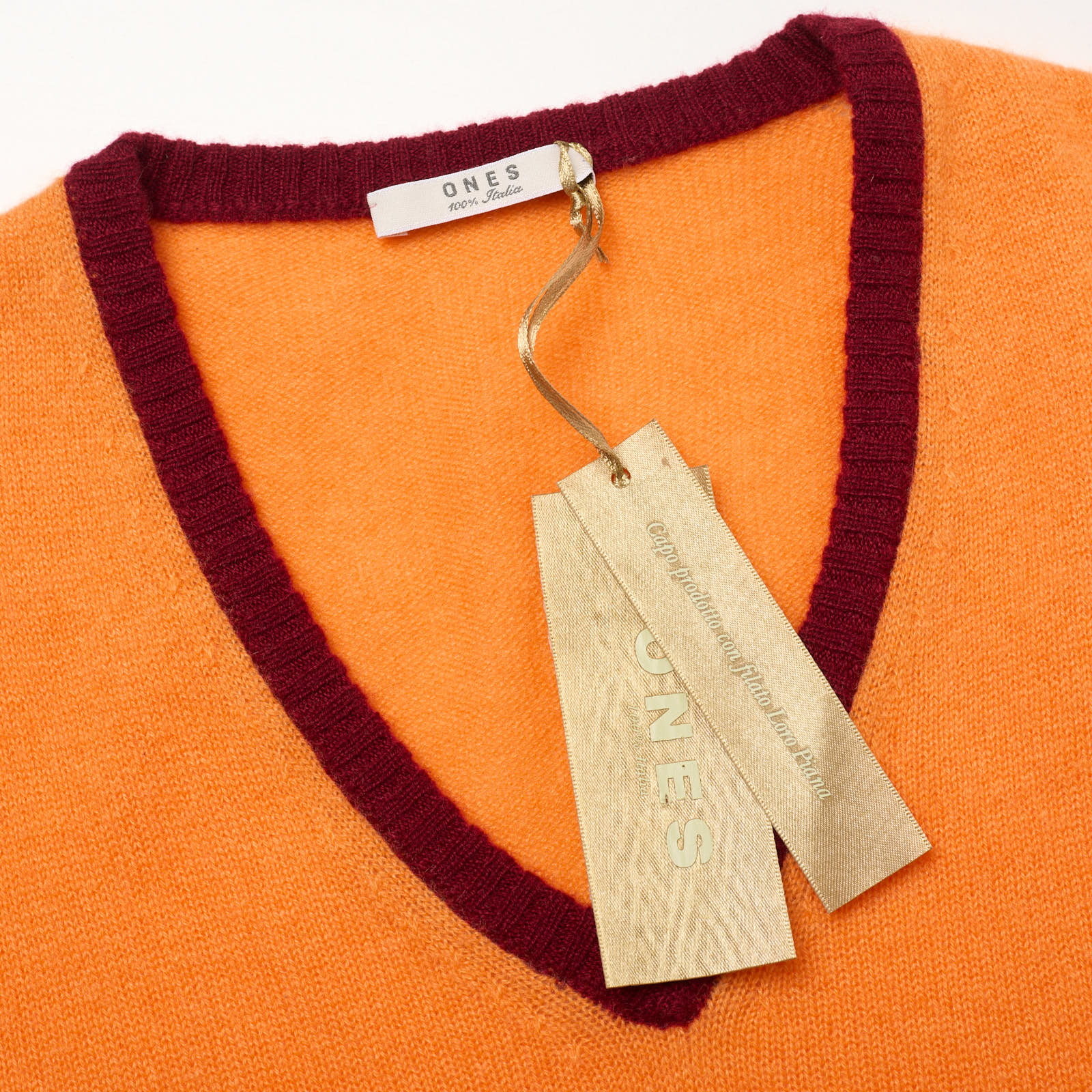 ONES Orange-Burgundy Loro Piana Cashmere Knit Sweater Vest EU 50 NEW US M