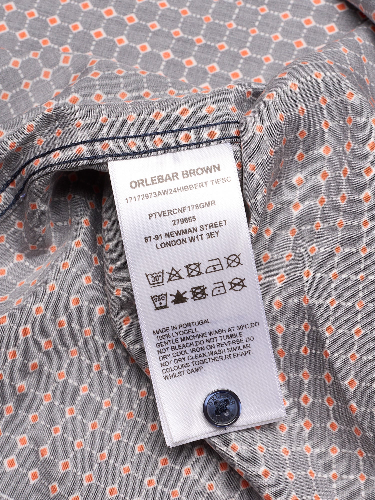 ORLEBAR BROWN Blue Lyocell Geometric Micro-Diamond Casual Shirt
