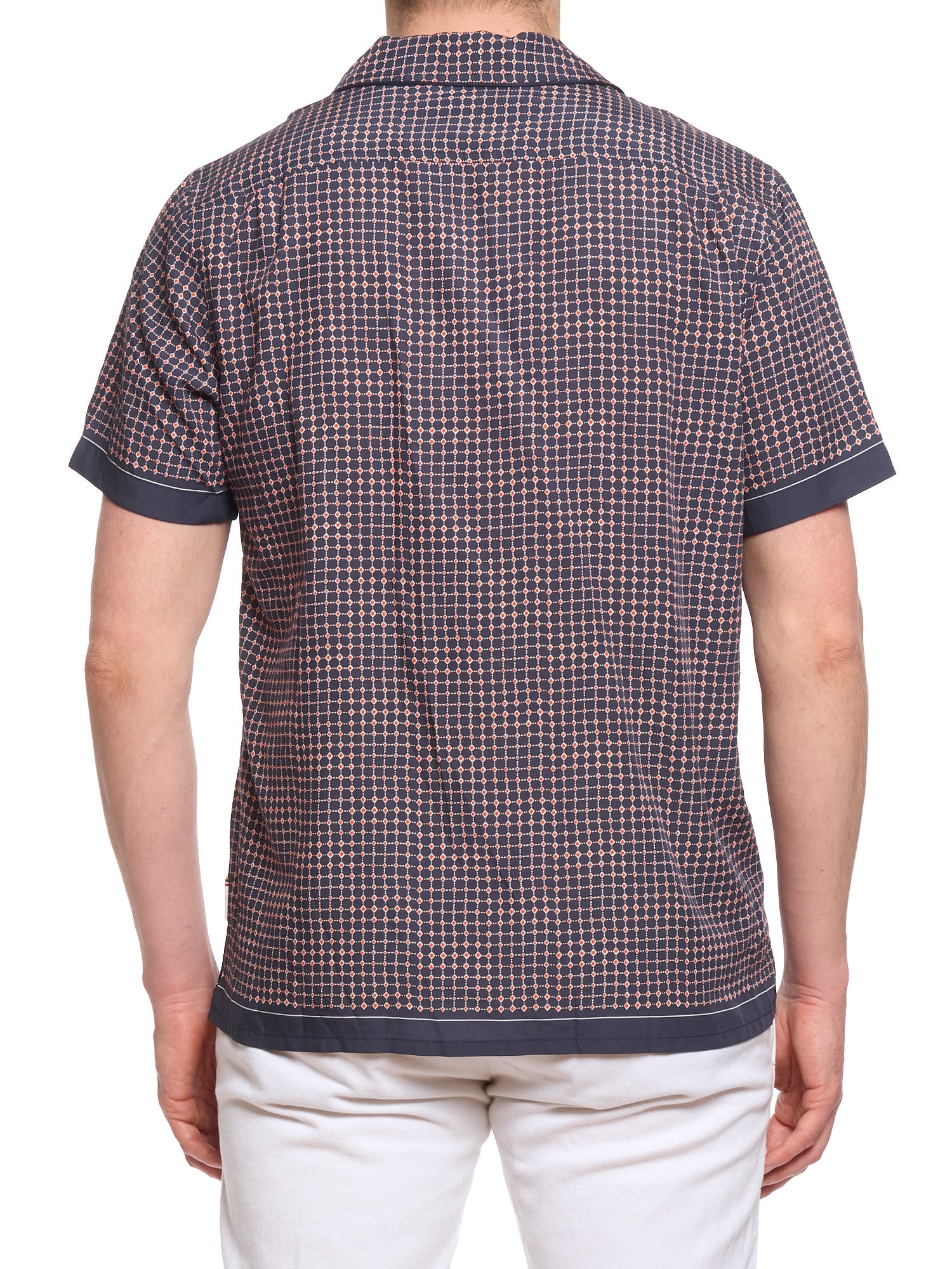 ORLEBAR BROWN Blue Lyocell Geometric Micro-Diamond Casual Shirt