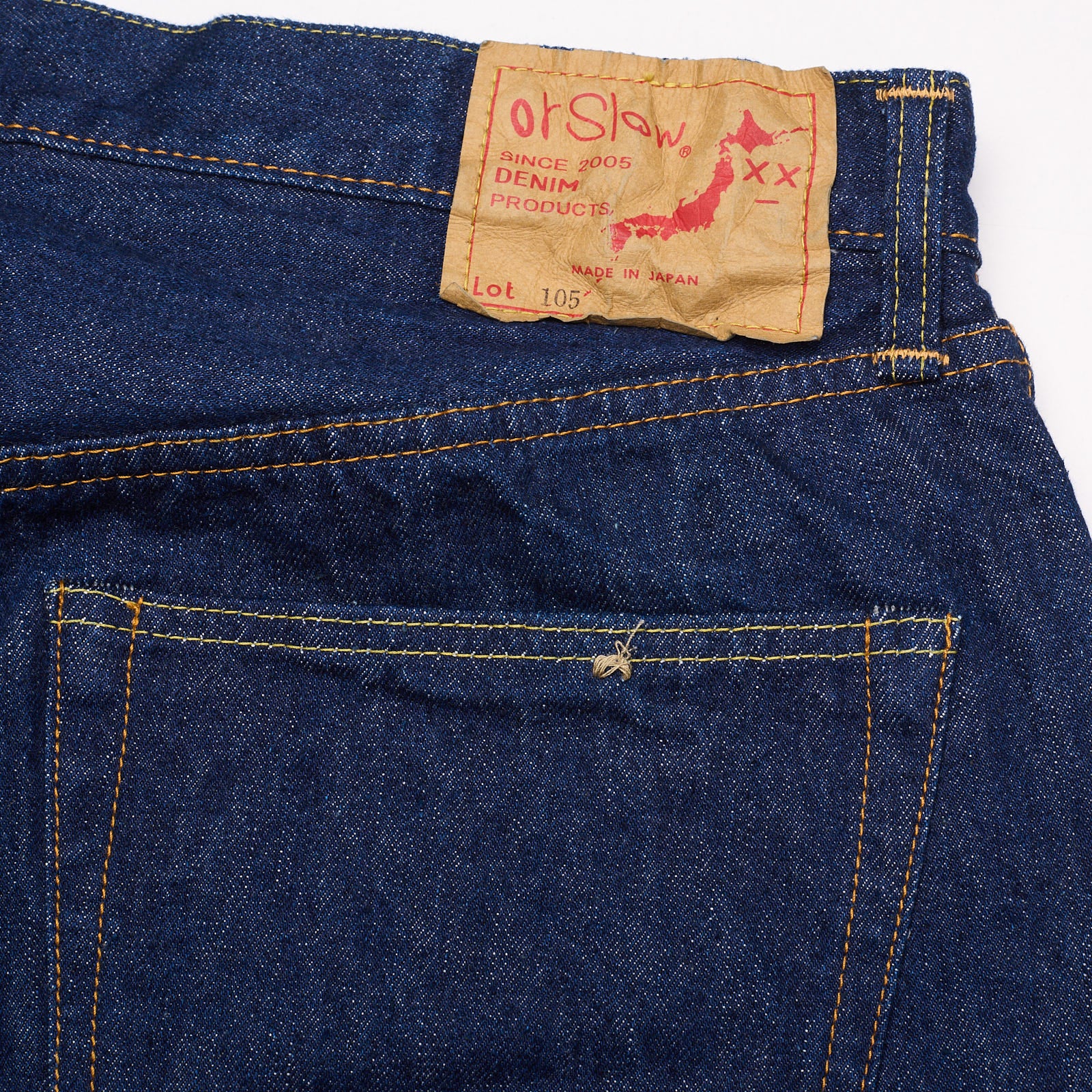 orSlow 105 Standard One Wash Blue Denim Cotton Selvedge Jeans US XL 5