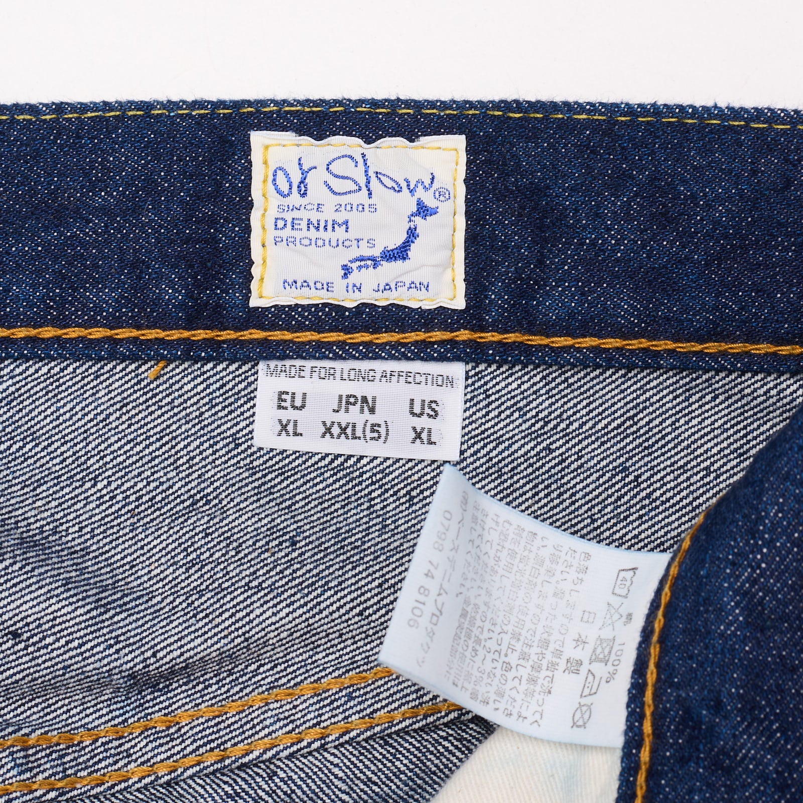 orSlow 105 Standard One Wash Blue Denim Cotton Selvedge Jeans US XL 5