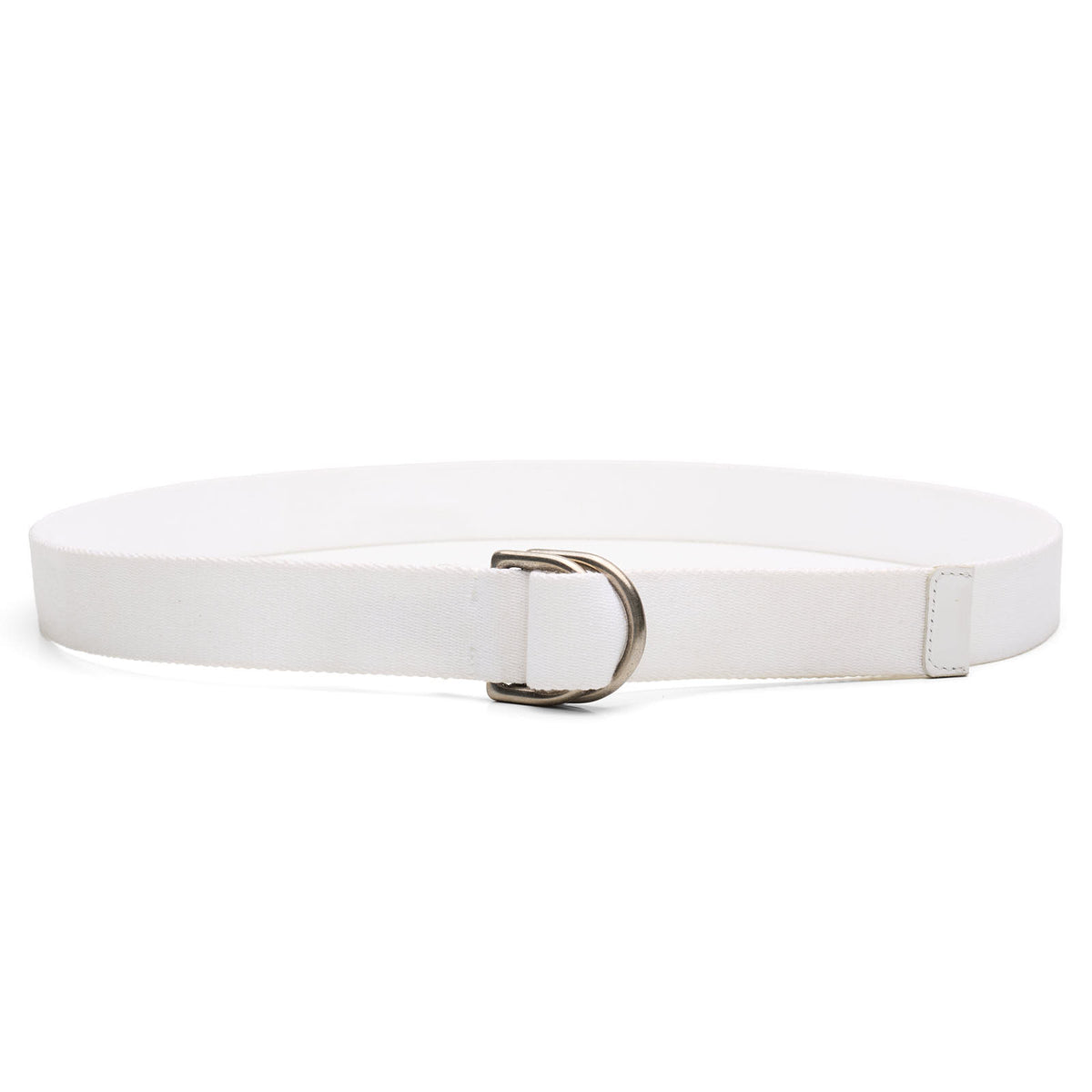 PAOLO VITALE White Cotton Web Silver-Tone D-ring Belt 115cm 