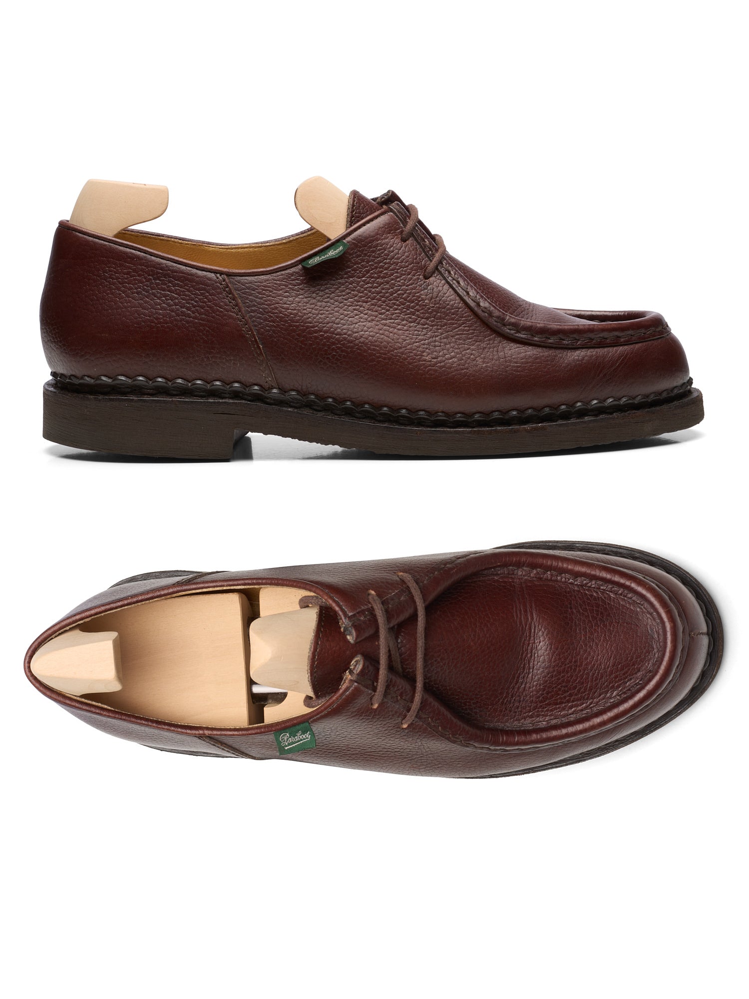 PARABOOT X Drake's Burgundy Pebble Grain "Michael" Crepe Sole Shoes EU 41.5 US 8.5