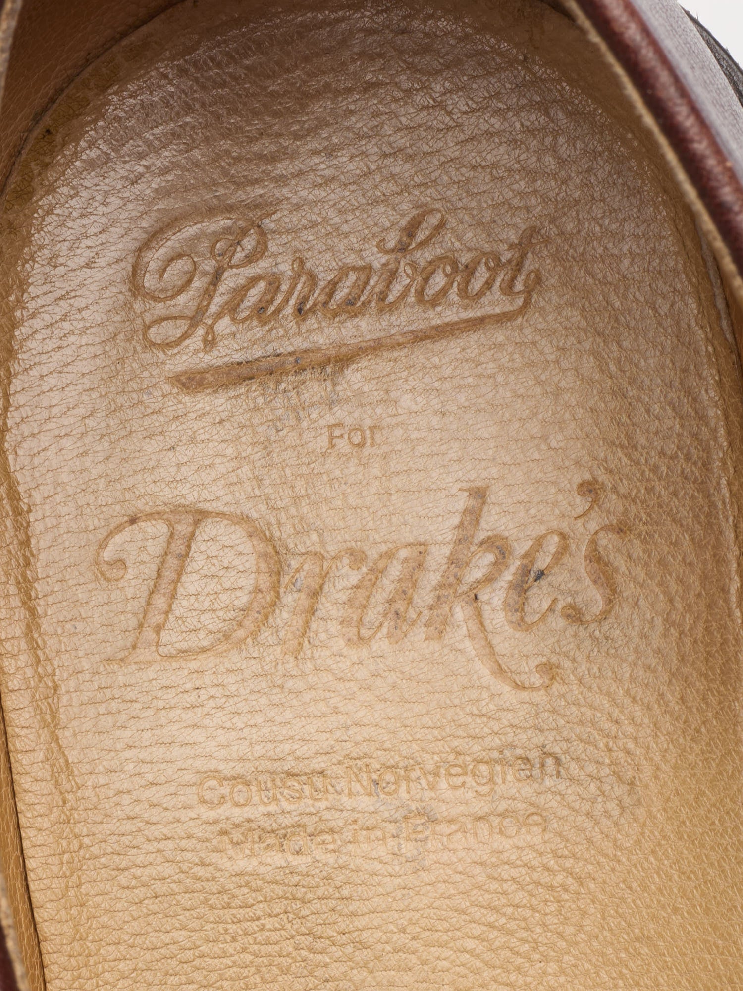 PARABOOT X Drake's Burgundy Pebble Grain "Michael" Crepe Sole Shoes EU 41.5 US 8.5