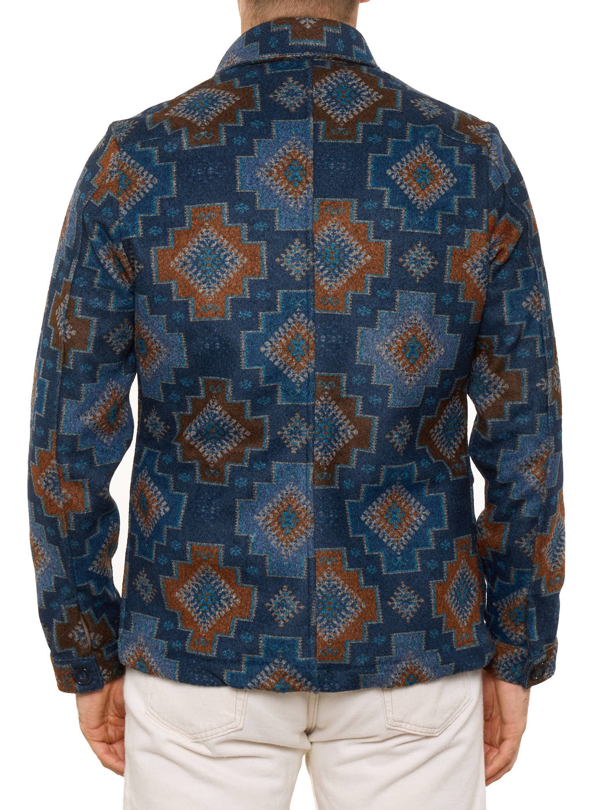 PIETRA SALATA Blue-Brown Southwestern Navajo Geometric Jacket Overshirt NEW