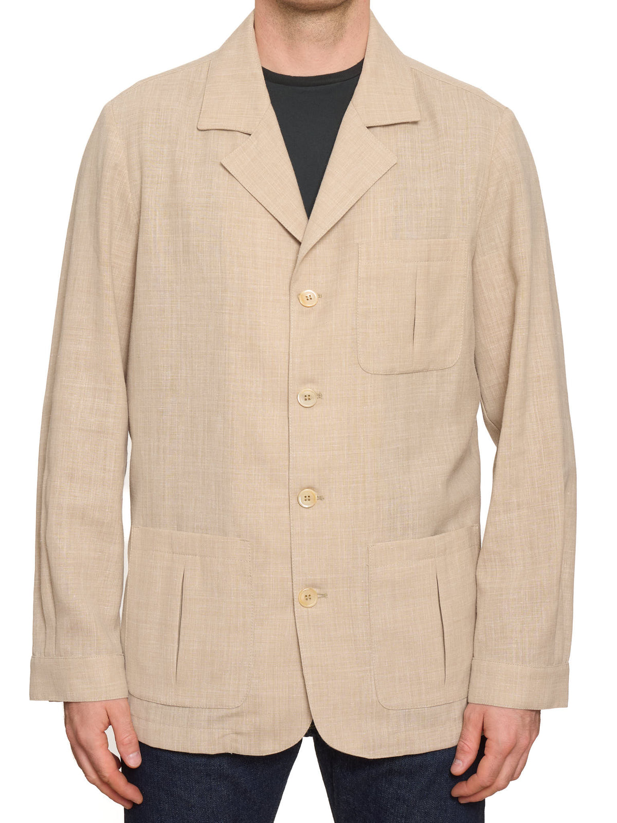 PIETRA SALATA Napoli Beige Linen-Polyamide Lightweight Jacket NEW