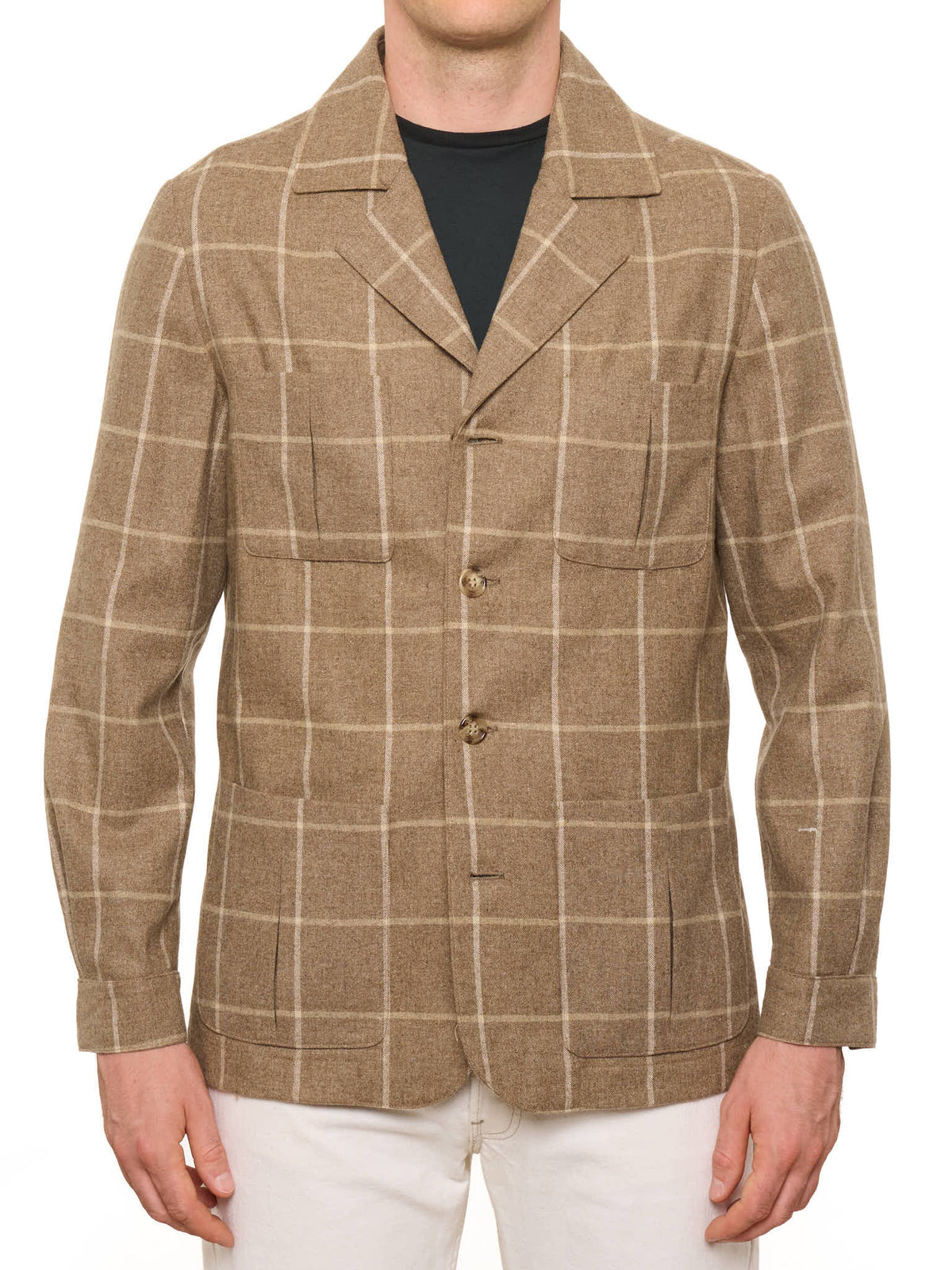 PIETRA SALATA Napoli Brown Plaid Virgin Wool Blazer Jacket NEW