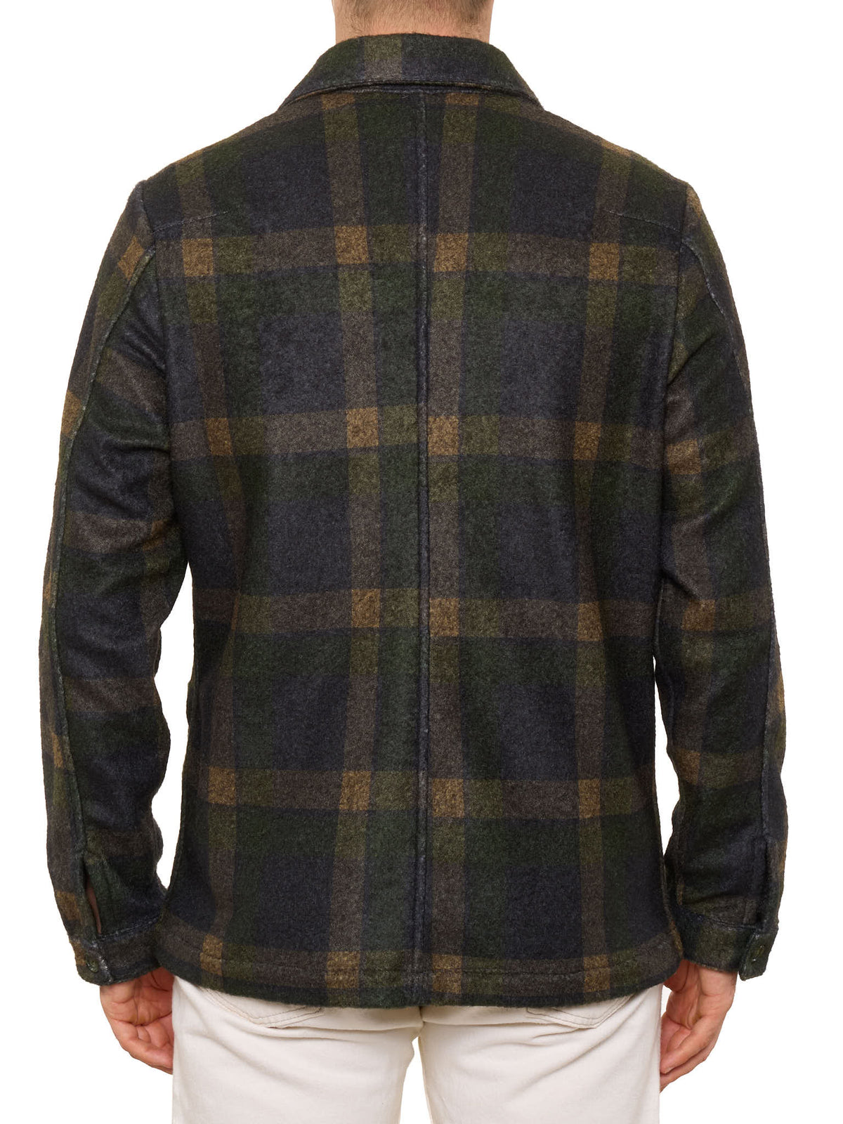 PIETRA SALATA Napoli Green-Blue-Beige Plaid Safari Jacket Overshirt NEW