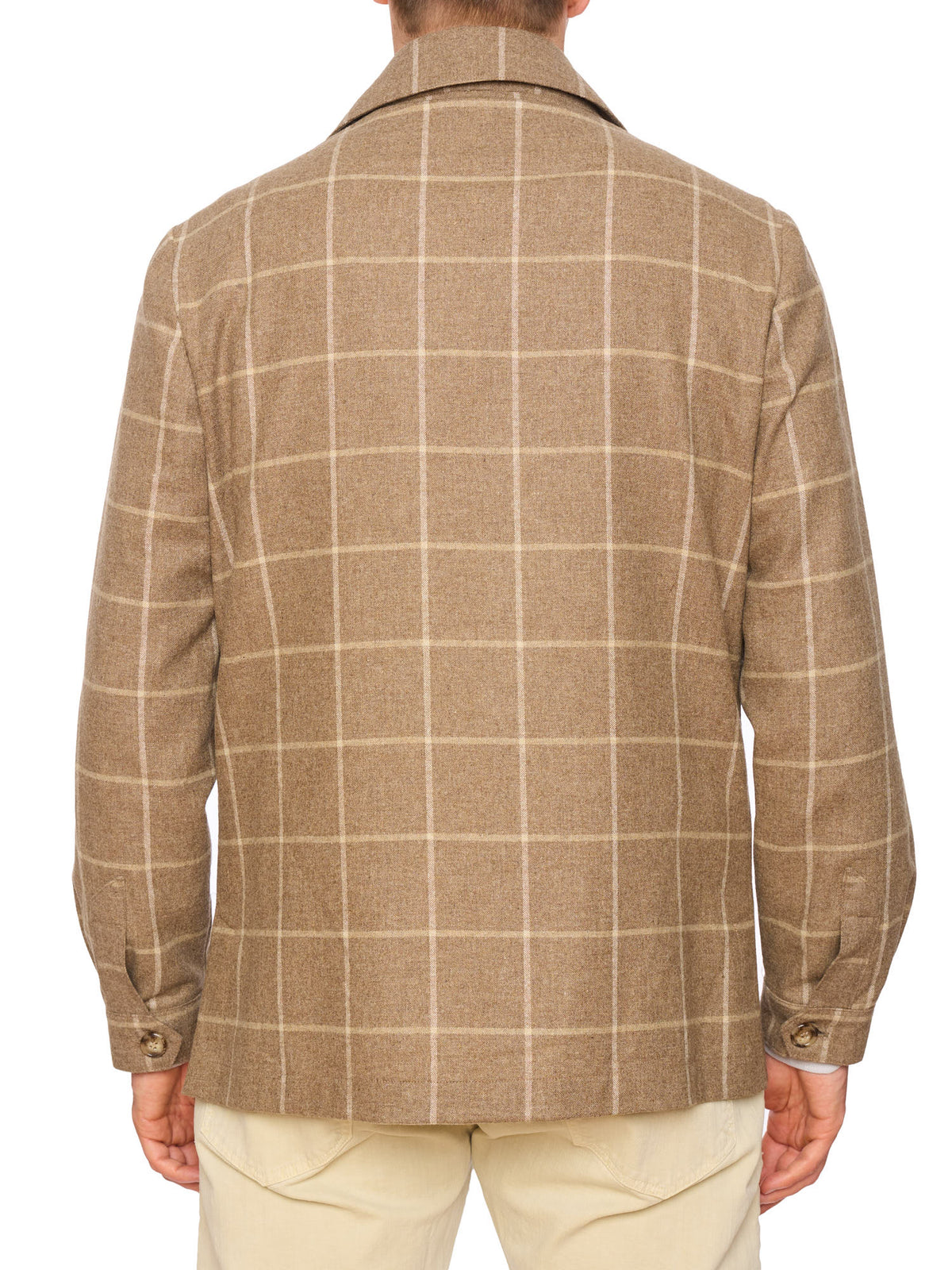 PIETRA SALATA Napoli "John" Beige Windowpane Wool Travel Jacket Car Coat NEW Slim