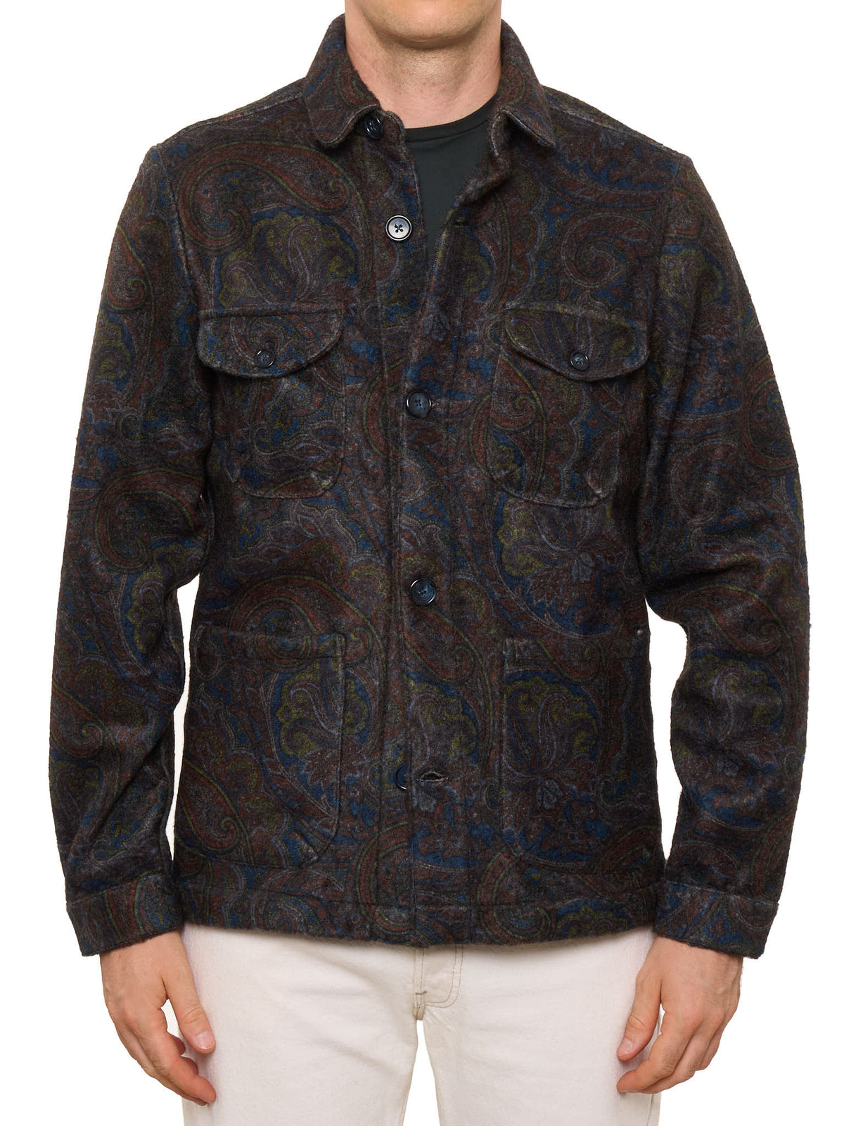 PIETRA SALATA Napoli Multicolor Paisley Safari Jacket Overshirt