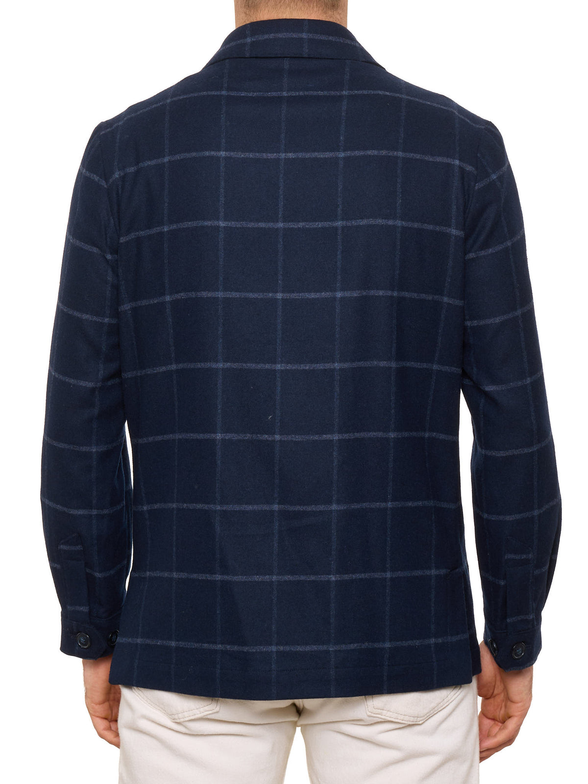 PIETRA SALATA Napoli Navy Blue Plaid Virgin Wool Blazer Jacket NEW