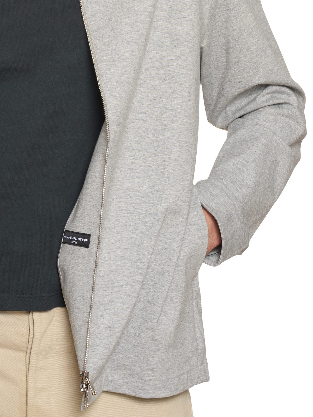 PIETRA SALATA Napoli "Niky" Gray Jersey Lightweight Stretch Cotton Jacket NEW