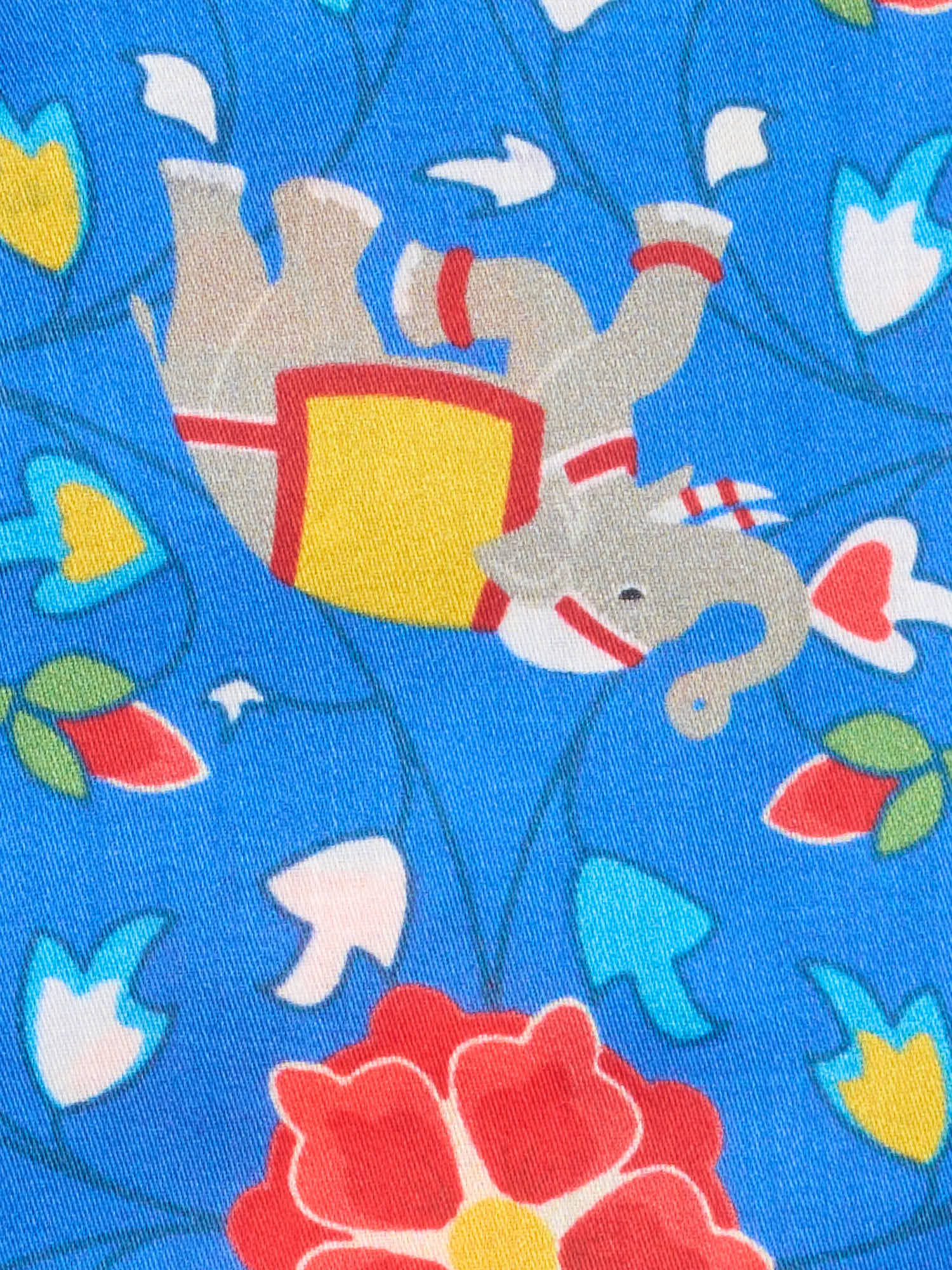 PIETRA SALATA Blue Floral Elephant Pattern Cotton Spread Collar Shirt